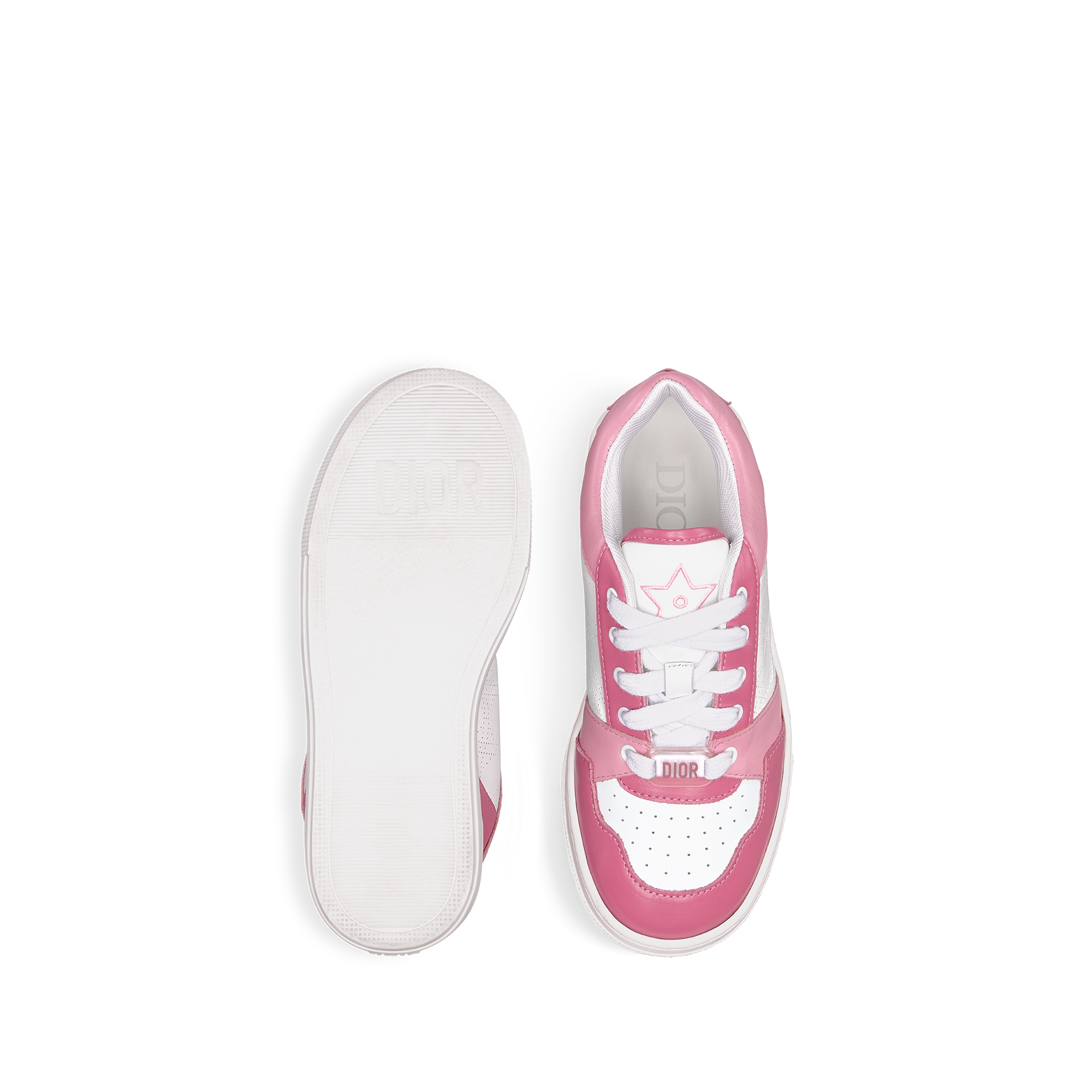 Kids' Low-Top Sneaker Ivory, Pink and Pop Pink Calfskin E07