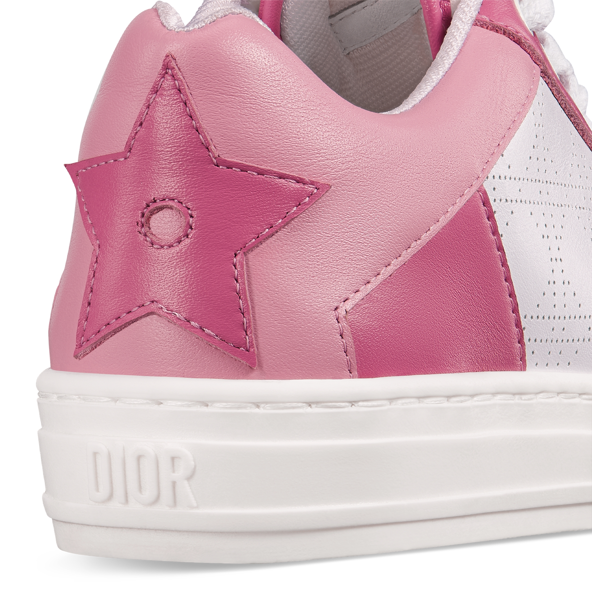 Kids' Low-Top Sneaker Ivory, Pink and Pop Pink Calfskin E09