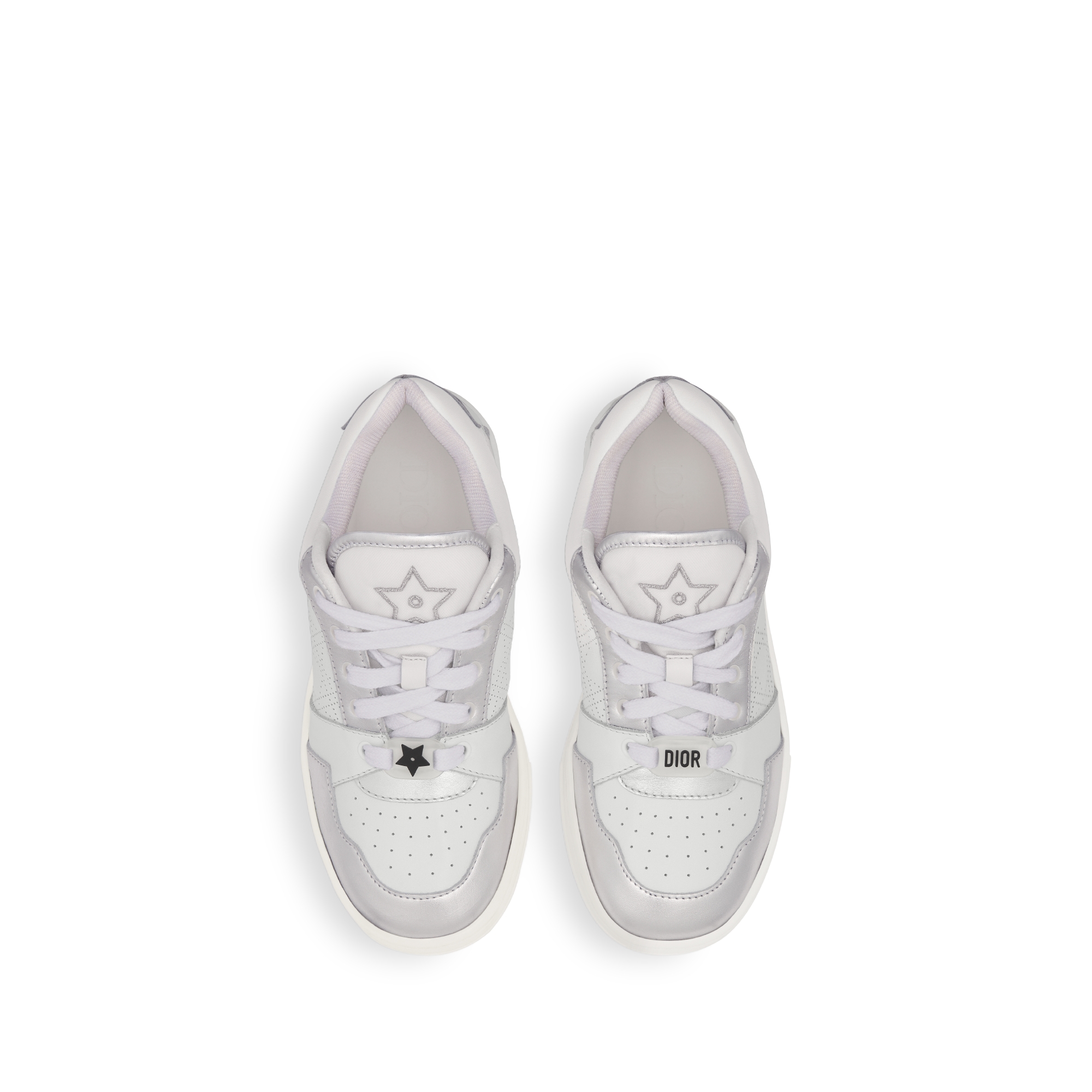 Sneaker basse enfant Cuir de veau ivoire et argenté métallisé E06