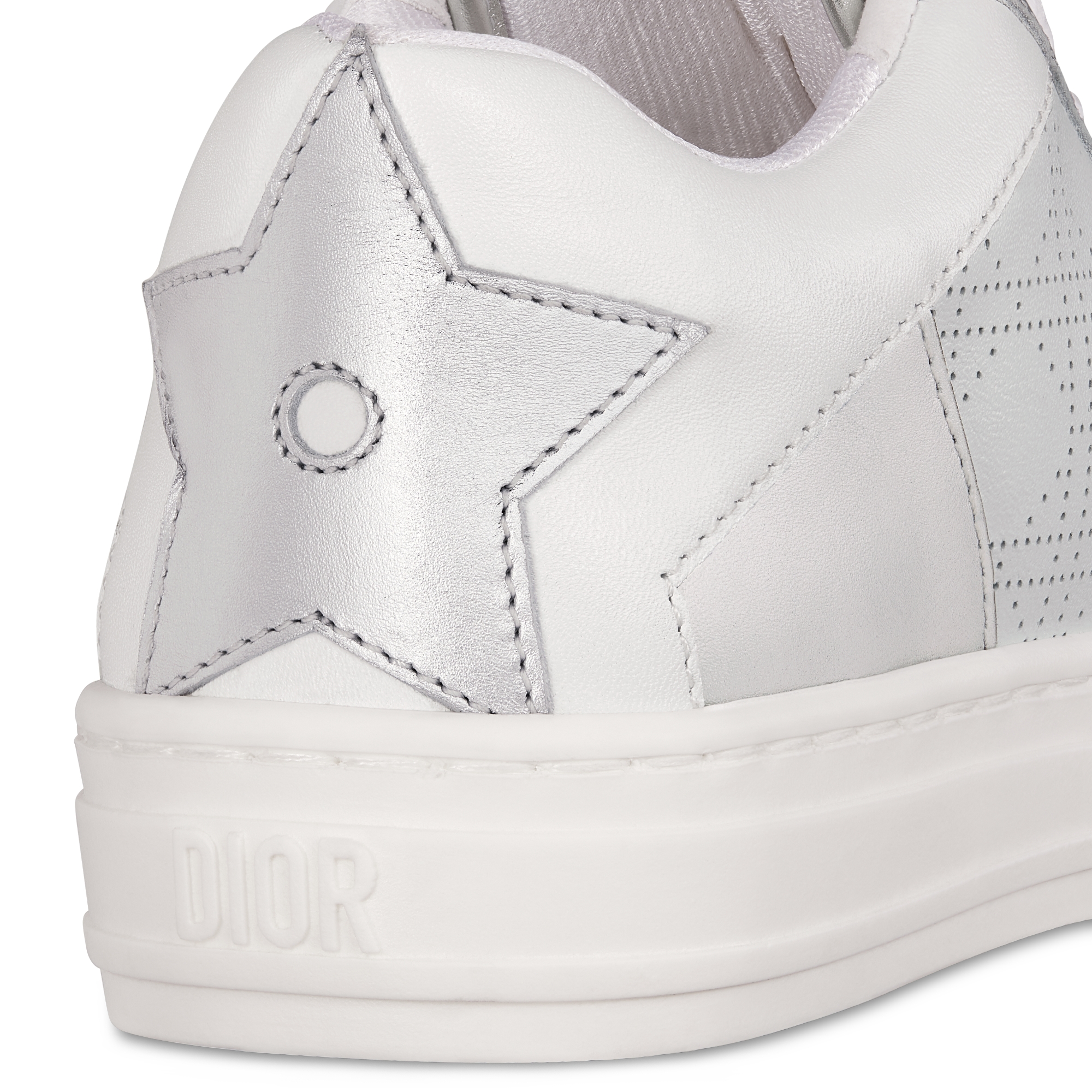 Sneaker basse enfant Cuir de veau ivoire et argenté métallisé E09