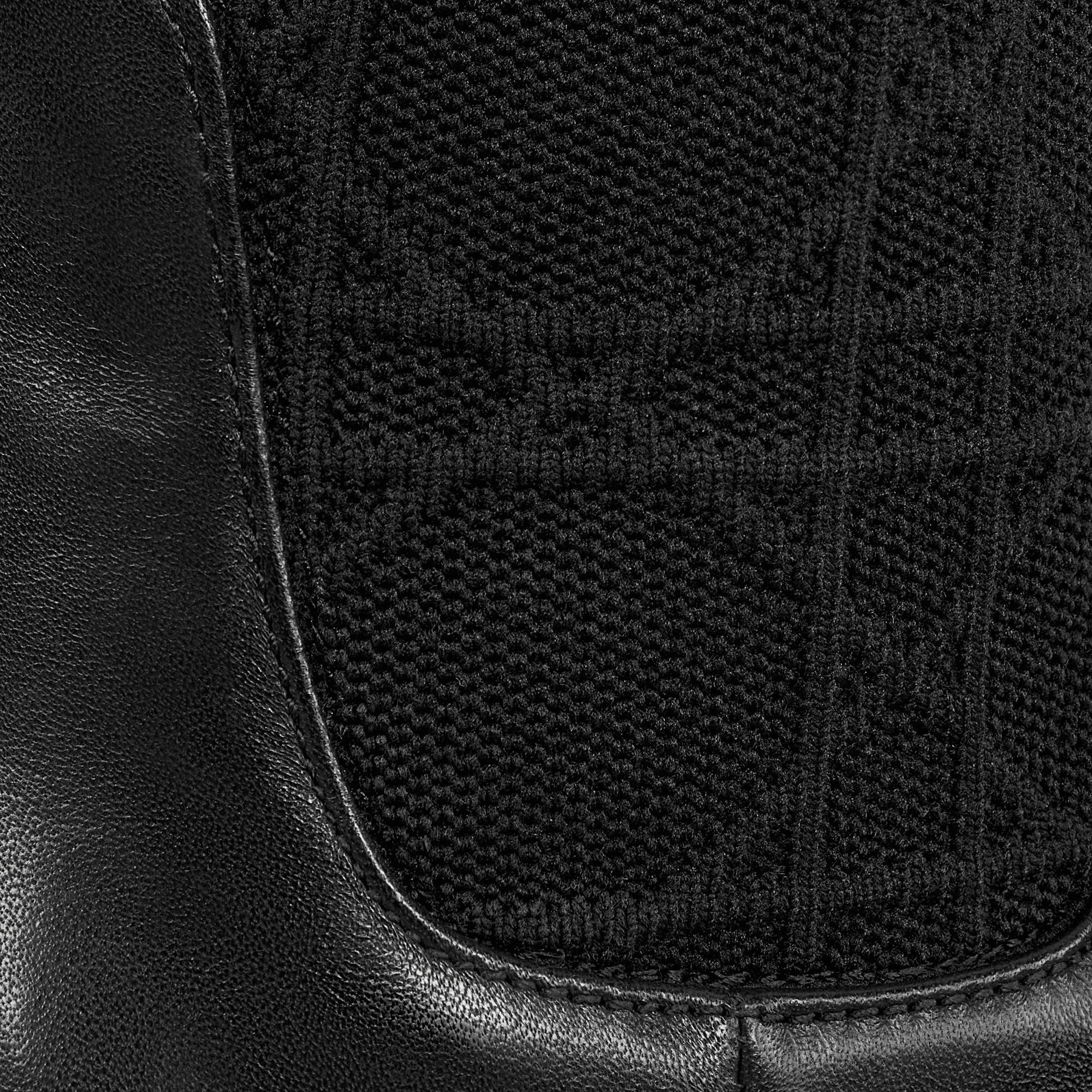 Botte enfant Maille jacquard Cannage et cuir de veau noirs E09