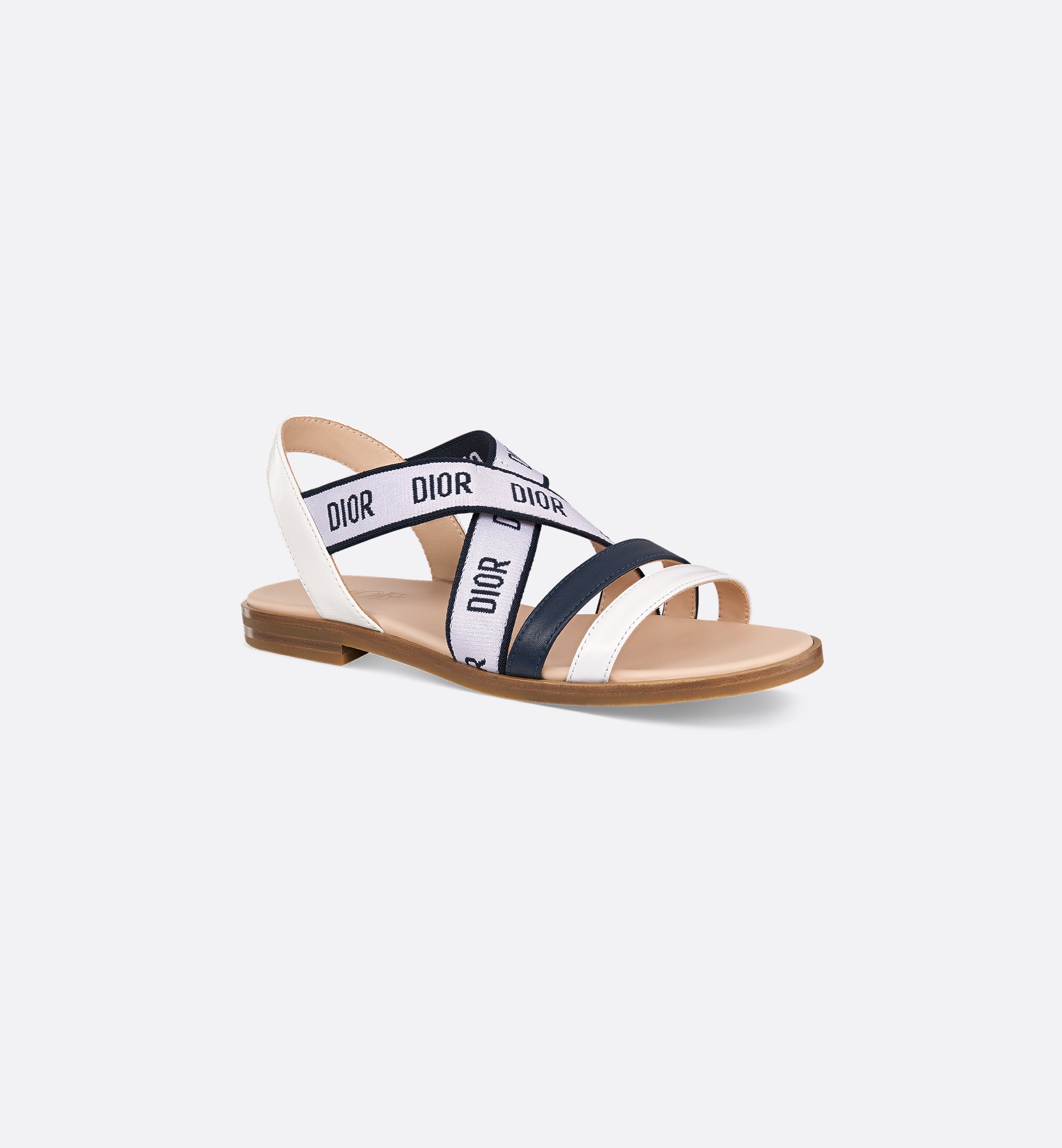 Kids' Sandal White and Navy Blue Calfskin | DIOR Kids' Sandal White and Navy Blue Calfskin | DIOR