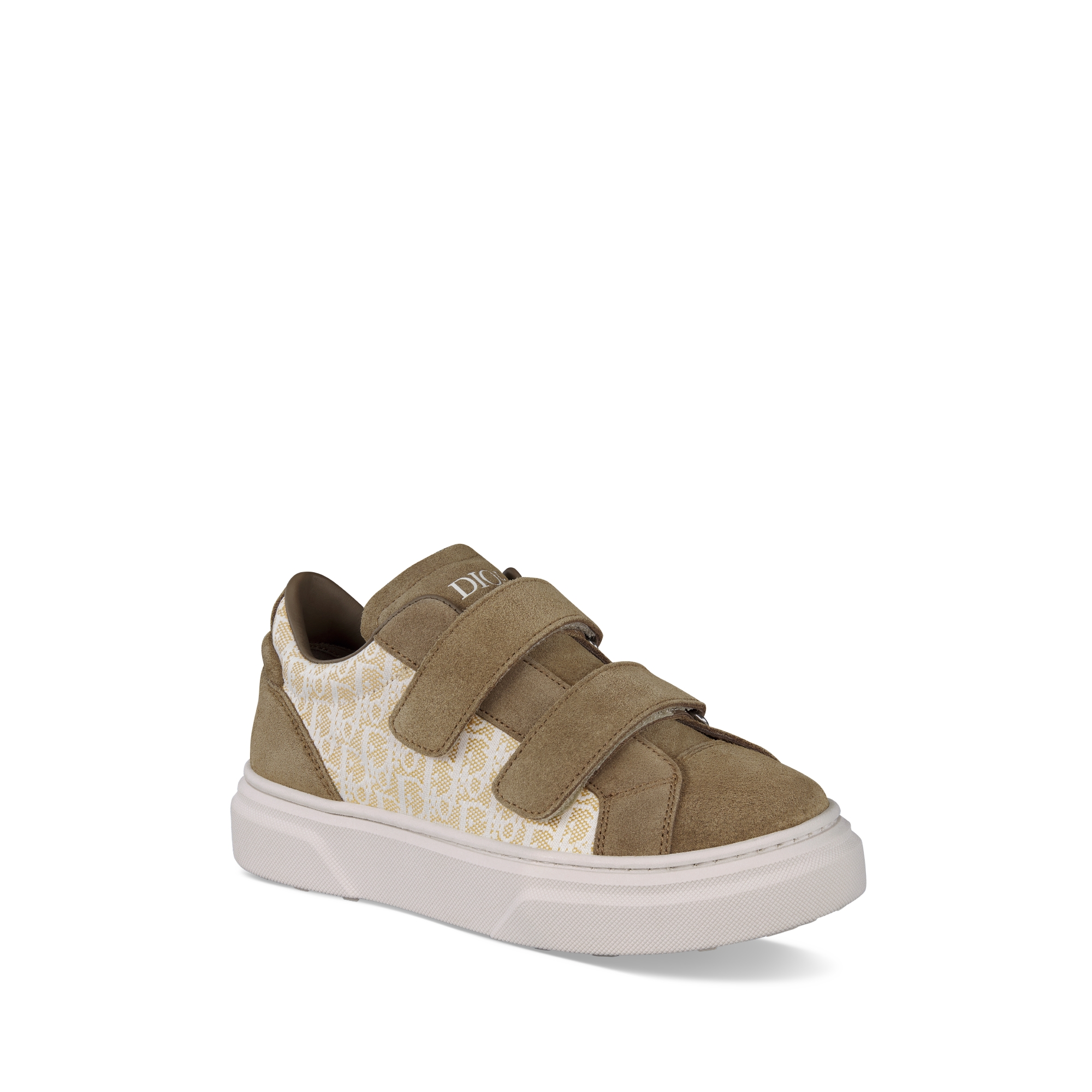 Little Kids' B33 Spin Low-Top Sneaker Beige and White Dior Oblique Jacquard with Khaki Suede E03