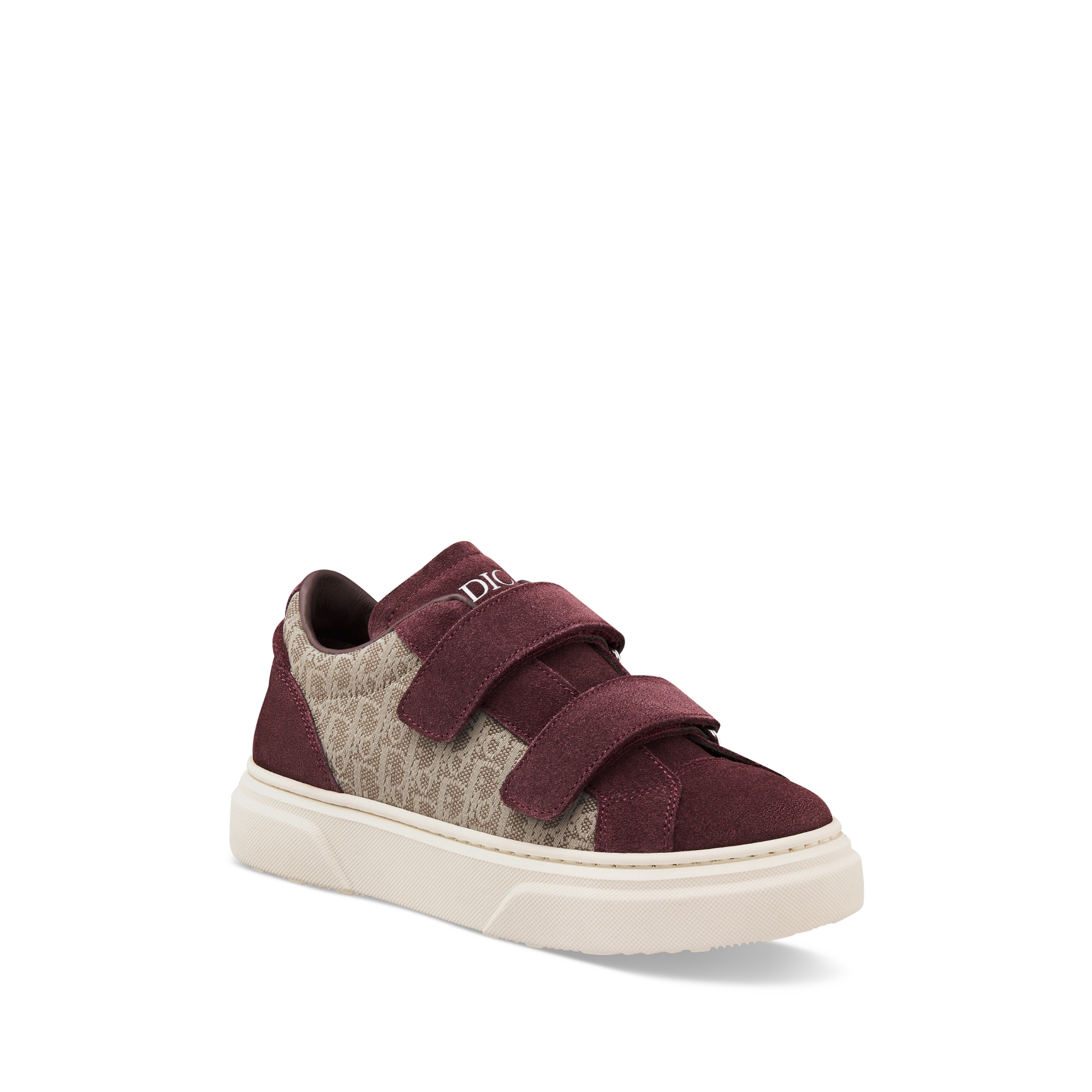 Little Kids' B33 Spin Low-Top Sneaker Beige Dior Oblique Jacquard and Burgundy Suede E03