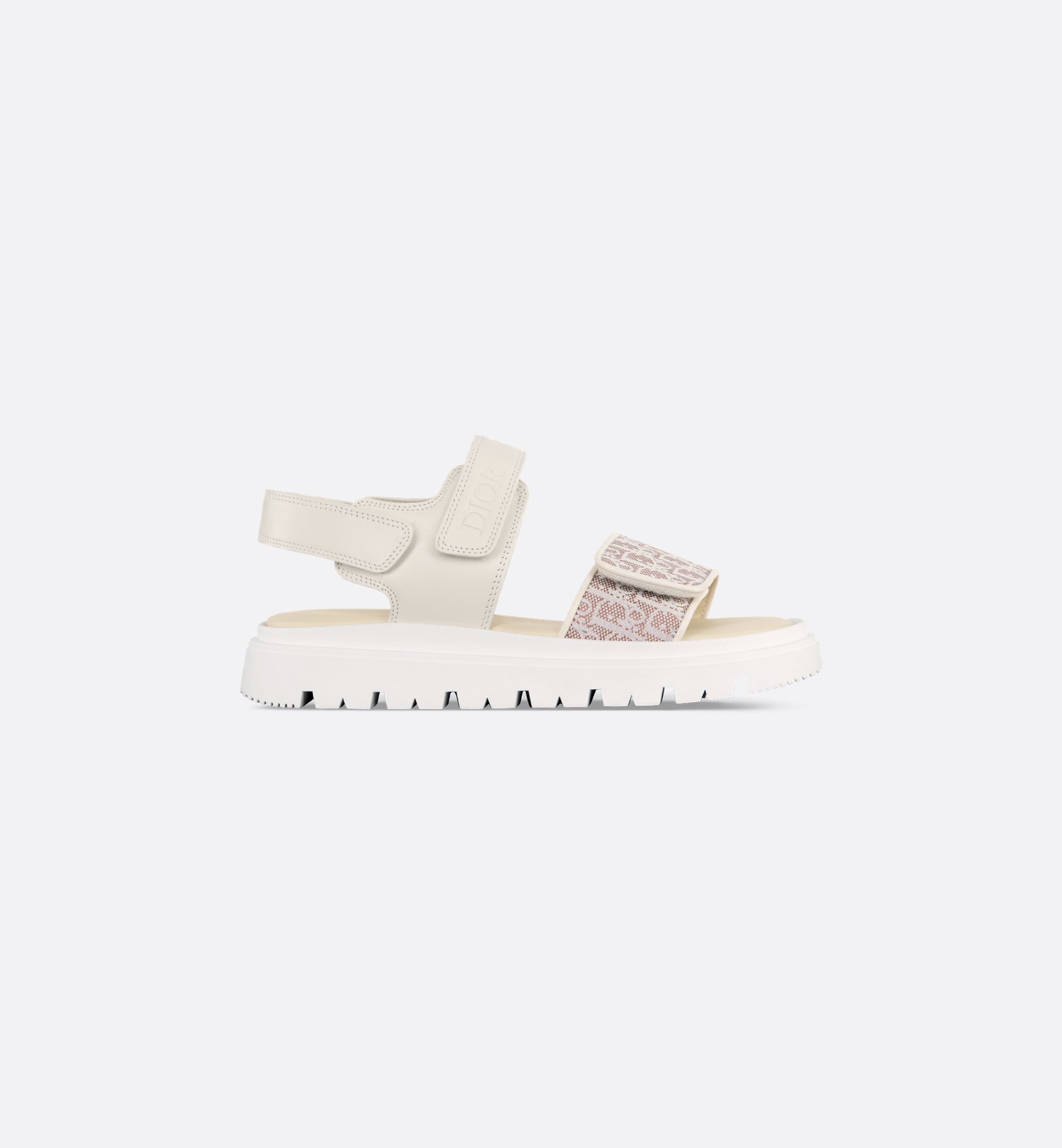Kids' Sandal Beige Calfskin and Dior Oblique Jacquard | DIOR Kids' Sandal Beige Calfskin and Dior Oblique Jacquard | DIOR