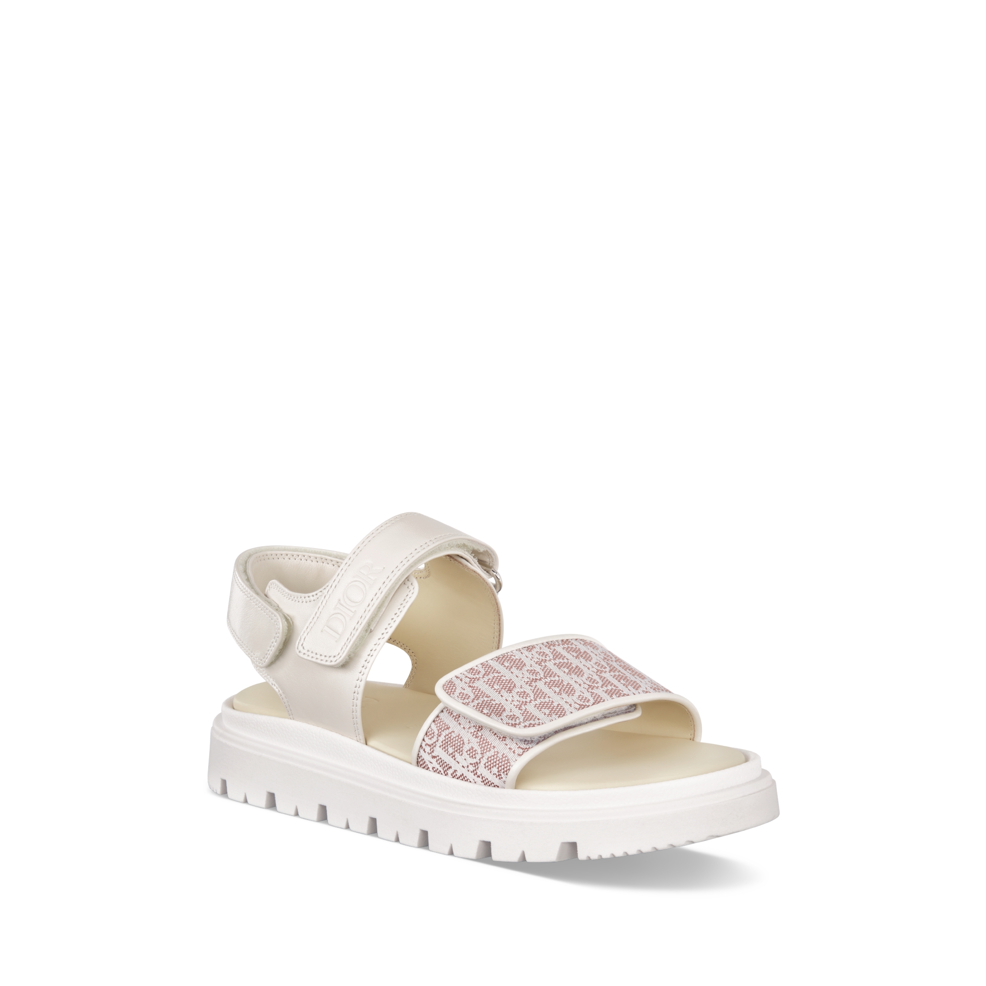 Kids' Sandal Beige Calfskin and Dior Oblique Jacquard E03