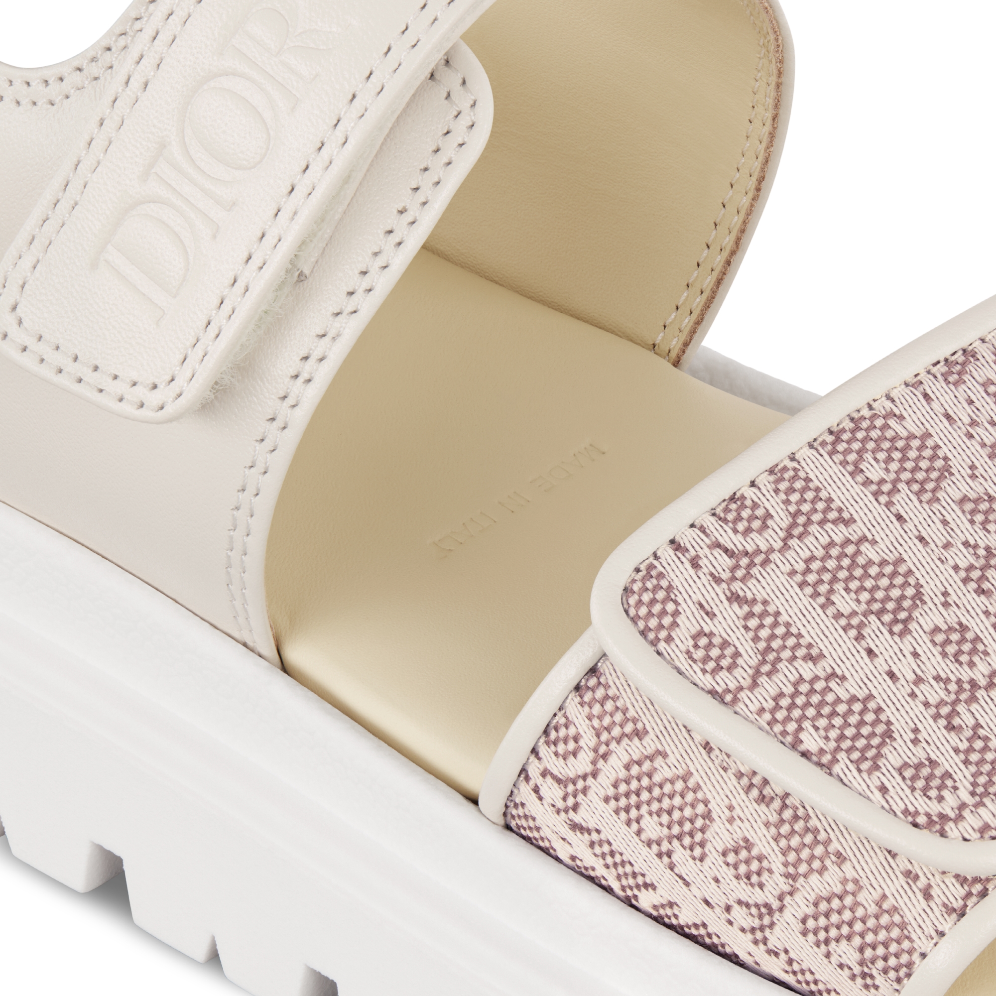 Kids' Sandal Beige Calfskin and Dior Oblique Jacquard E09