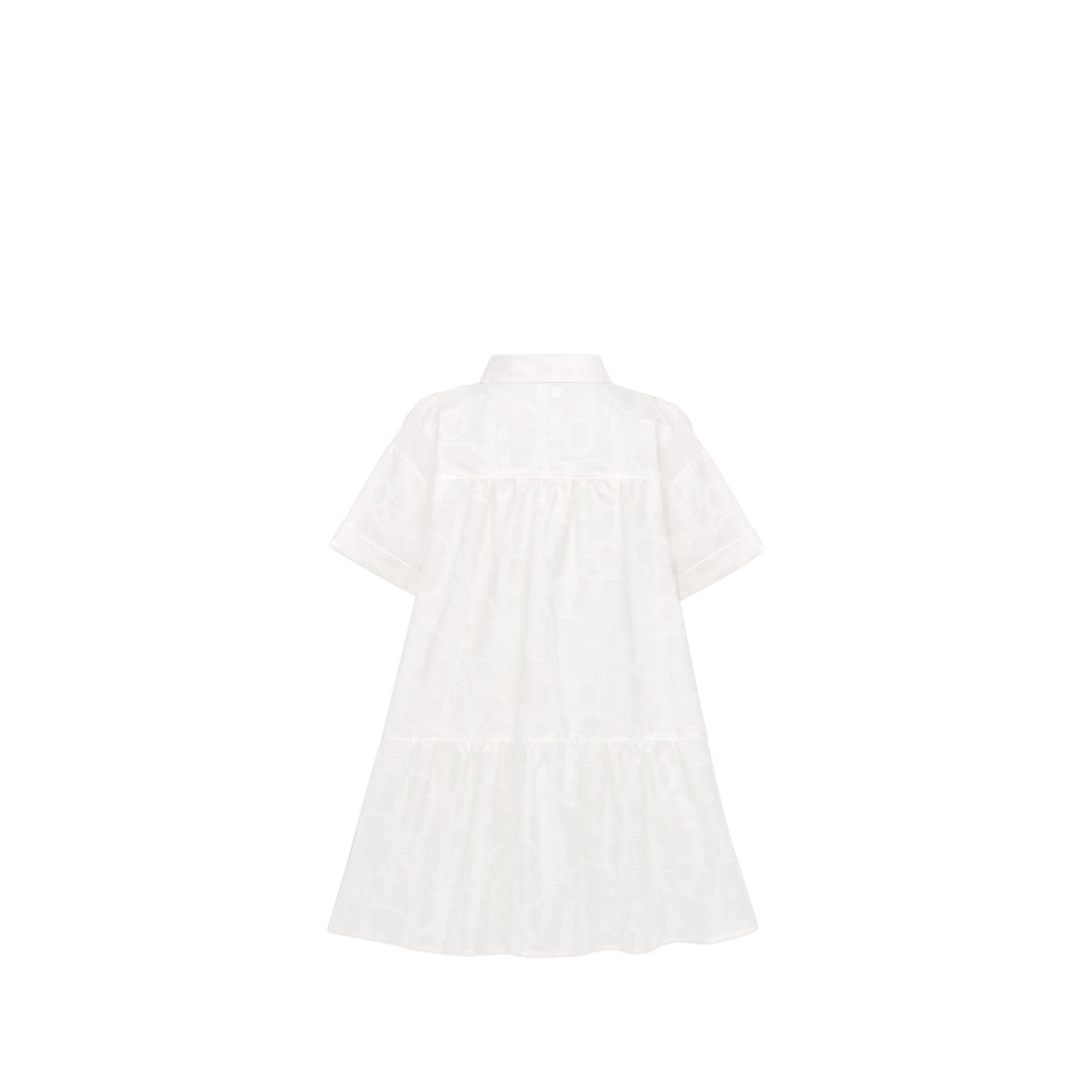 Overhemdjurk voor kinderen Ivoorkleurige katoenvoile met Macro Dior Oblique-jacquard E08