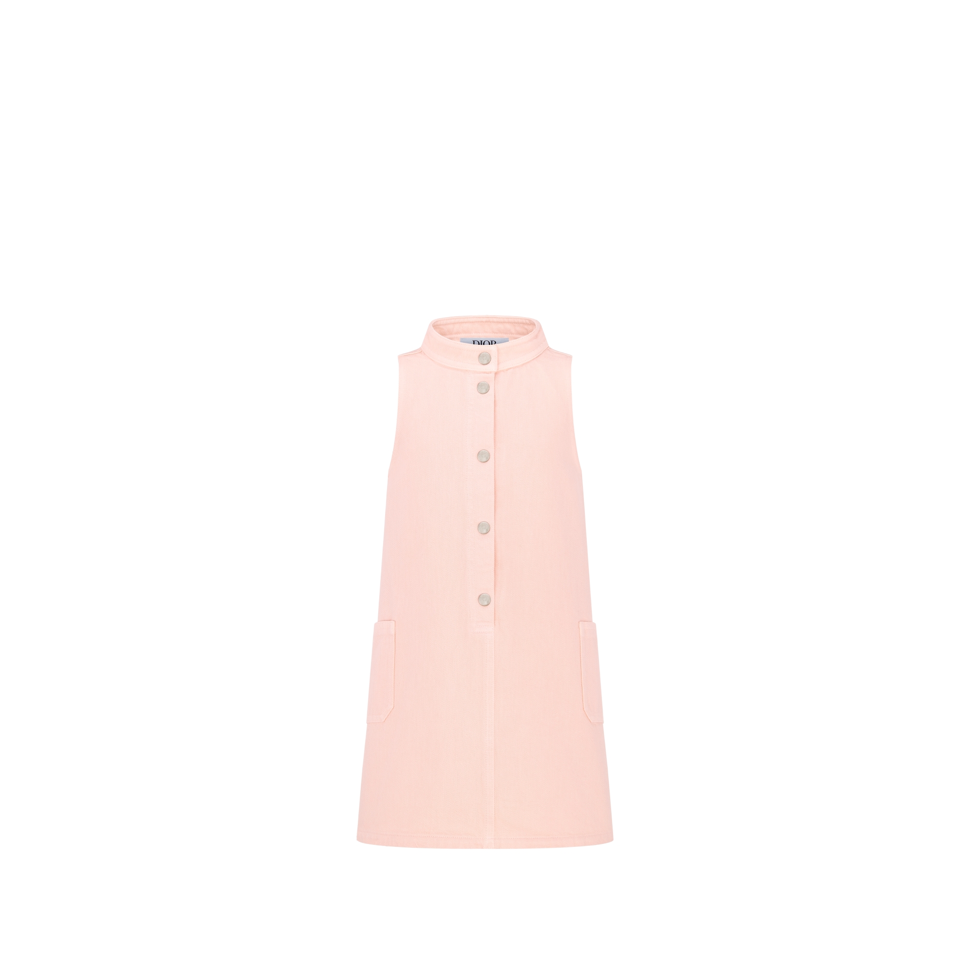 Kids' A-Line Dress Pale Pink Stonewashed Cotton Gabardine E01