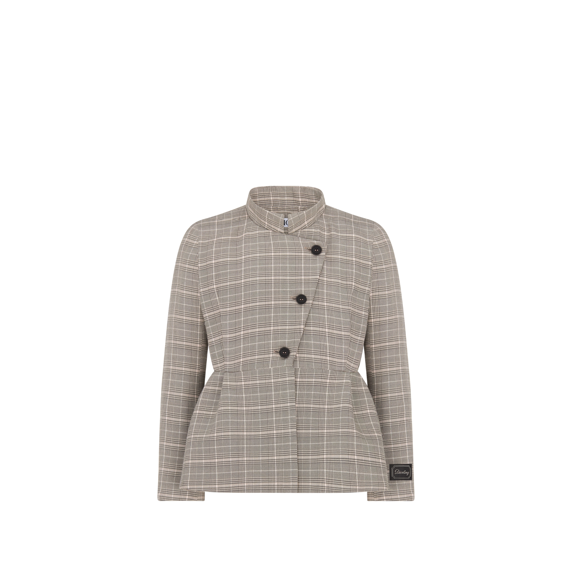 Kids' Bar Jacket Gray, Pink and Silver-Tone Wool Blend with Prince of Wales Motif E01