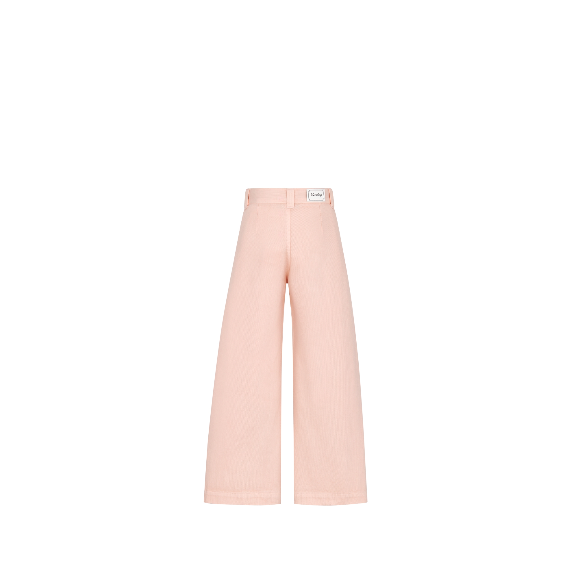 Kids' Wide-Leg Pants Pale Pink Stonewashed Cotton Gabardine E08
