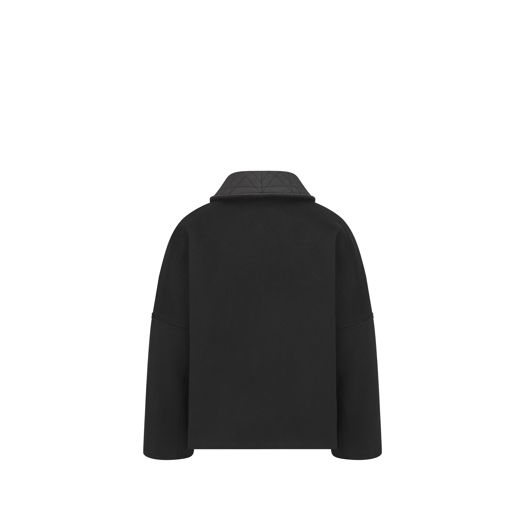 Kids' Coat Black Wool and Cannage Technical Fabric E08