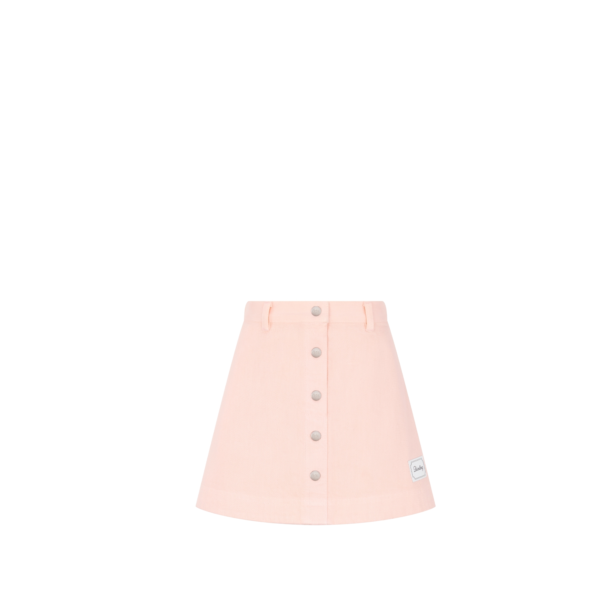 Kids' A-Line Skirt Pale Pink Stonewashed Cotton Gabardine E01