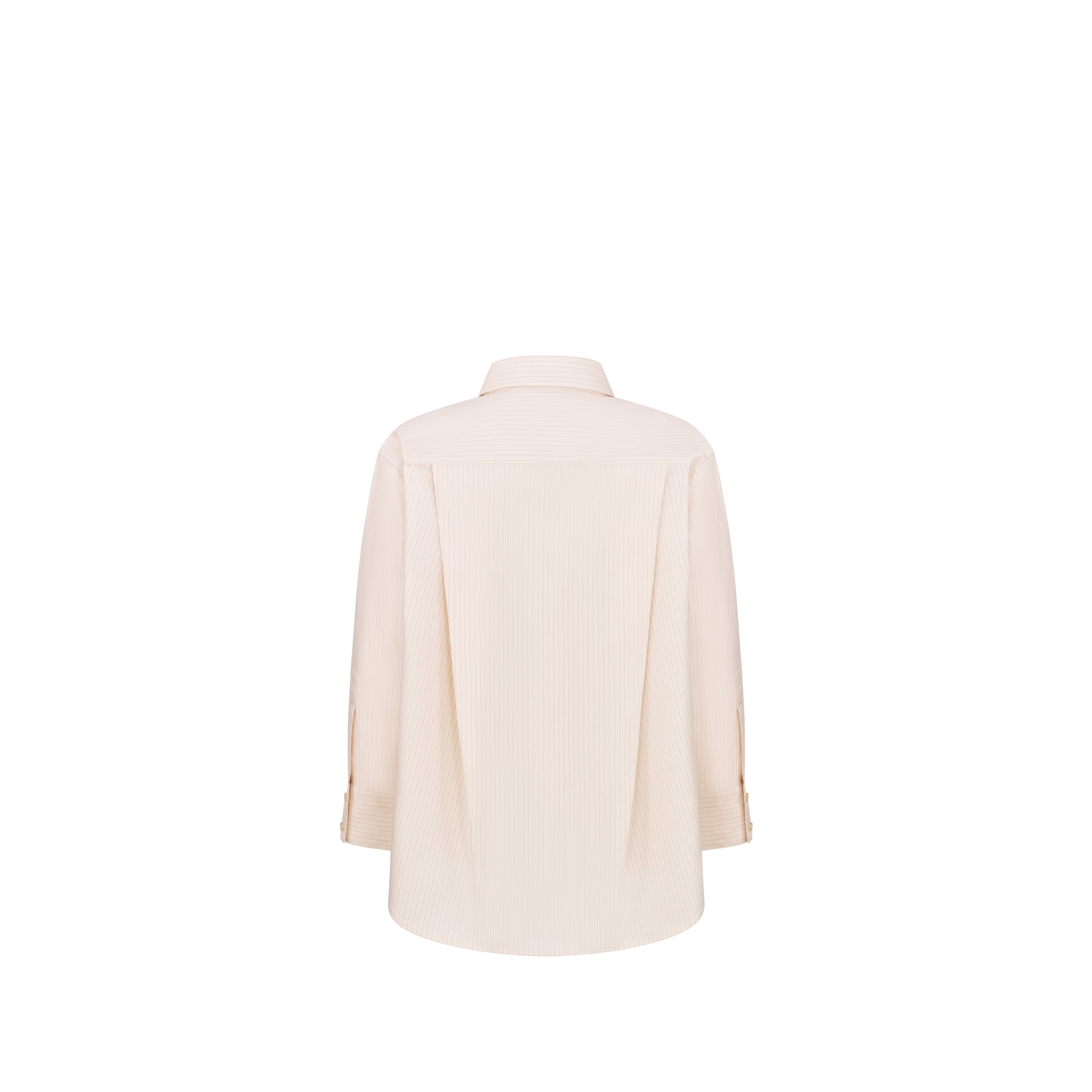 Kids' Shirt Ivory Cotton Poplin with Pale Pink Stripes E08