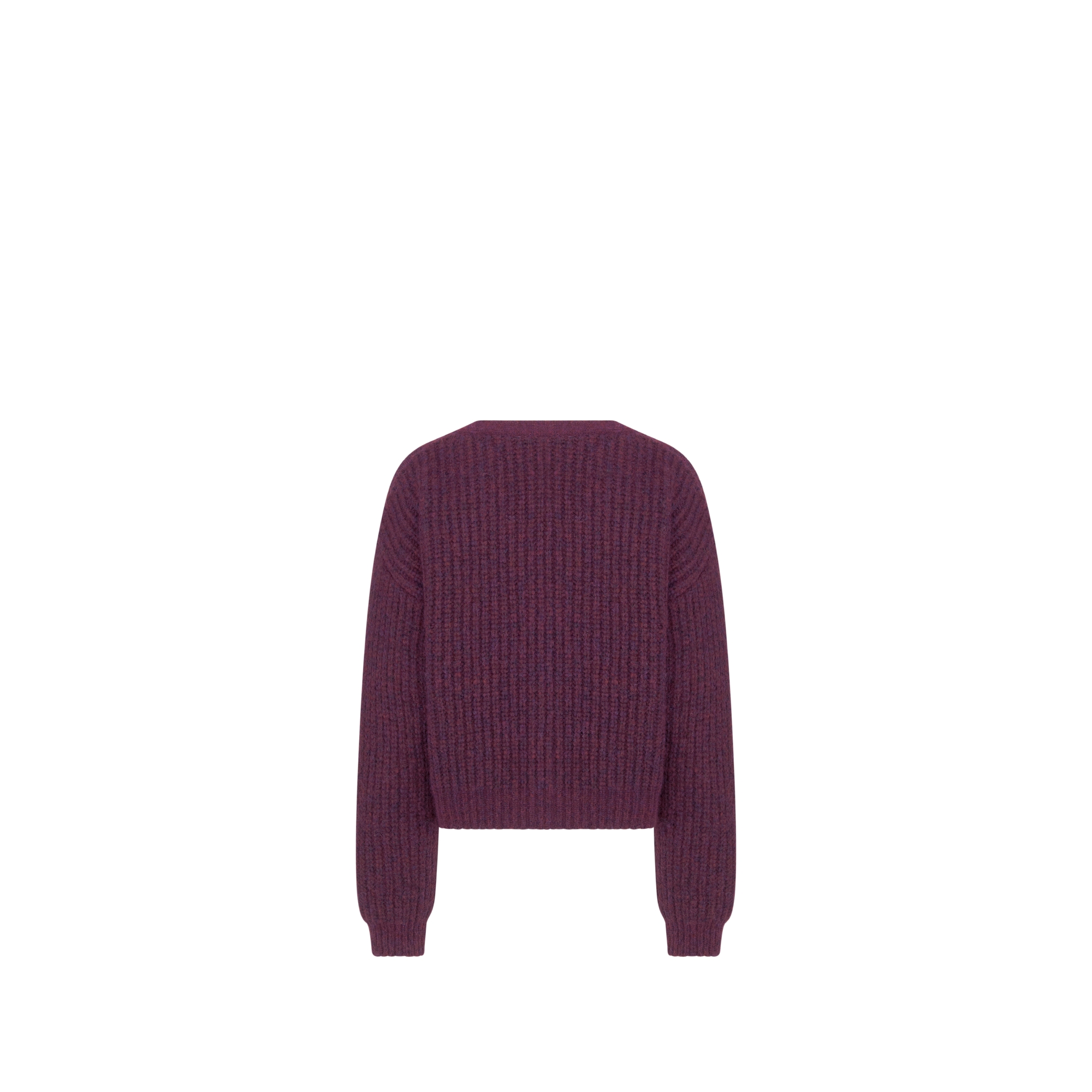 Kids' Cardigan Burgundy and Purple Alpaca- and Wool-Blend Mouliné Knit E08