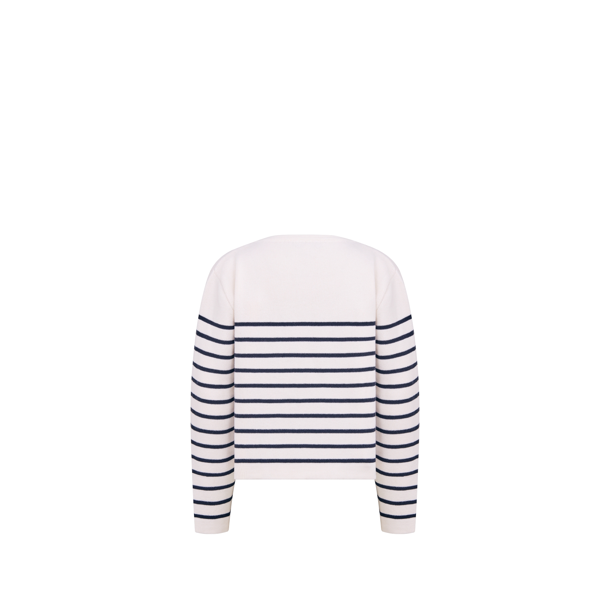 Kids' Cardigan Ivory Cotton and Cashmere Knit with Navy Blue Stripes E08