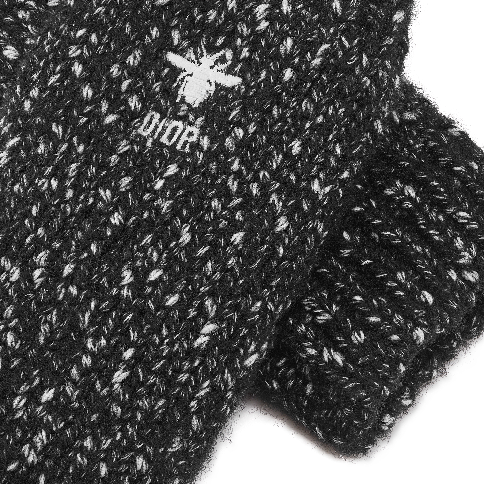 Wanten voor kinderen Zwart en wit moulinébreisel van katoen en wol in tweedlook E09