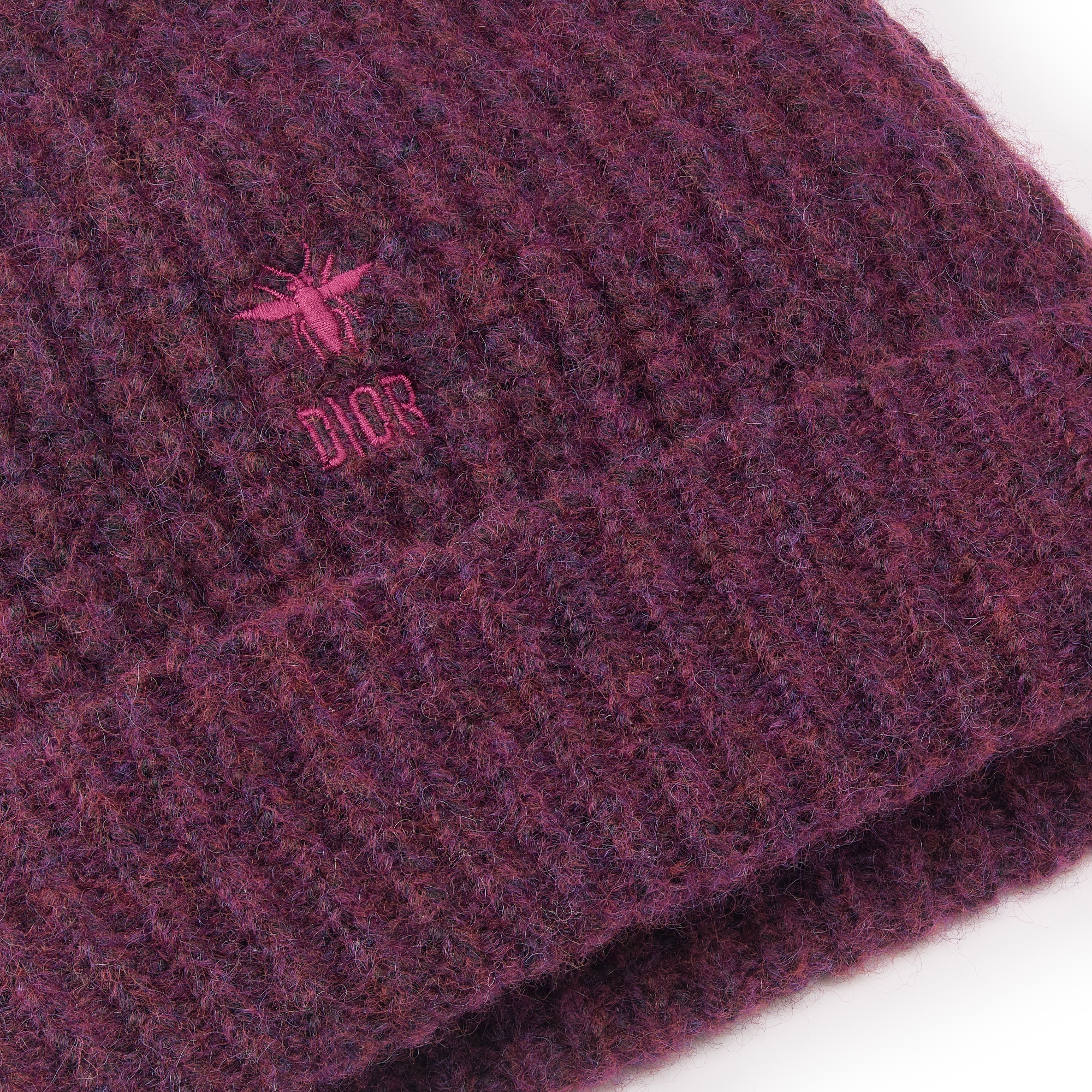 Kids' Beanie Burgundy and Purple Alpaca- and Wool-Blend Mouliné Knit E09