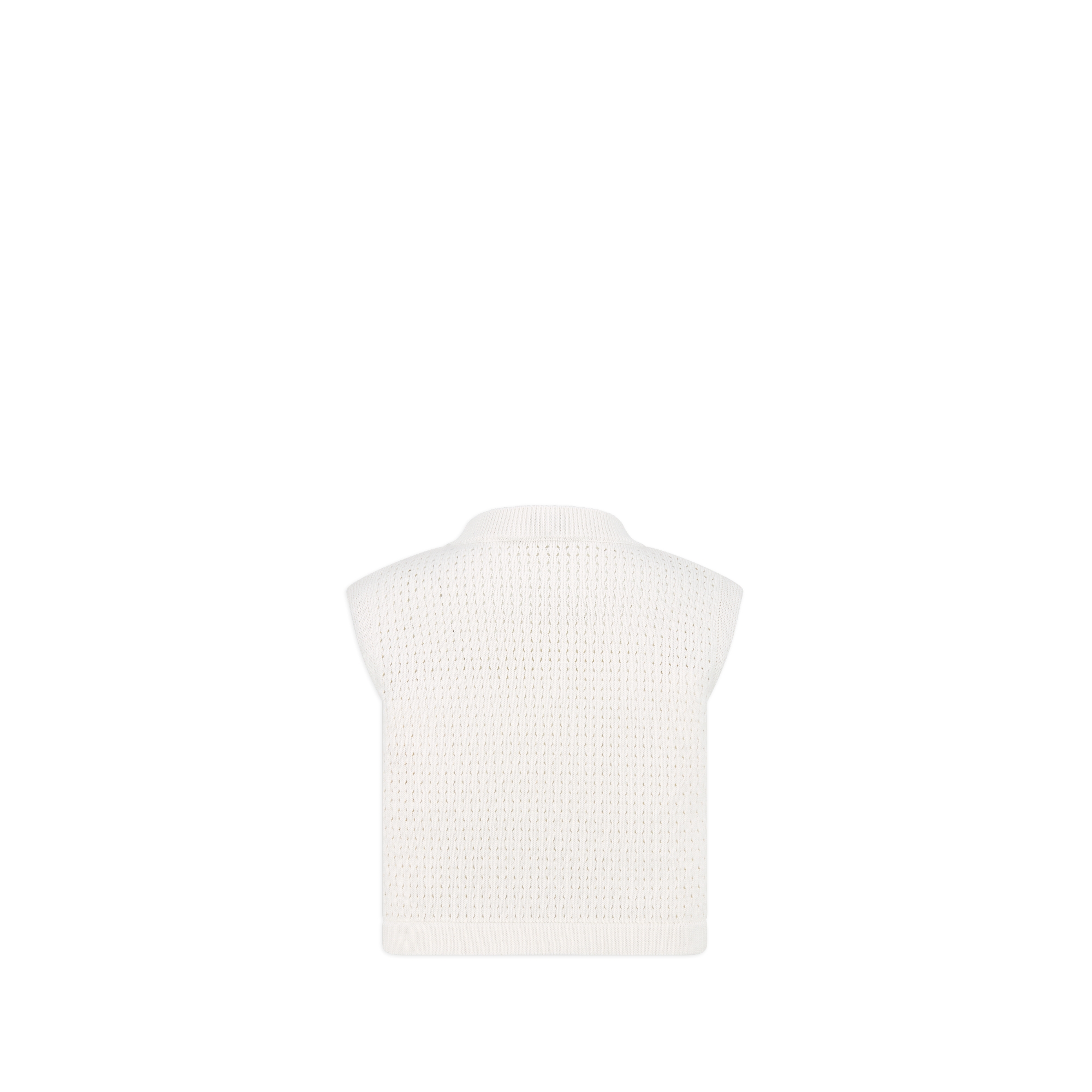 Kids' Sweater Vest Ivory Openwork Cotton Knit E08