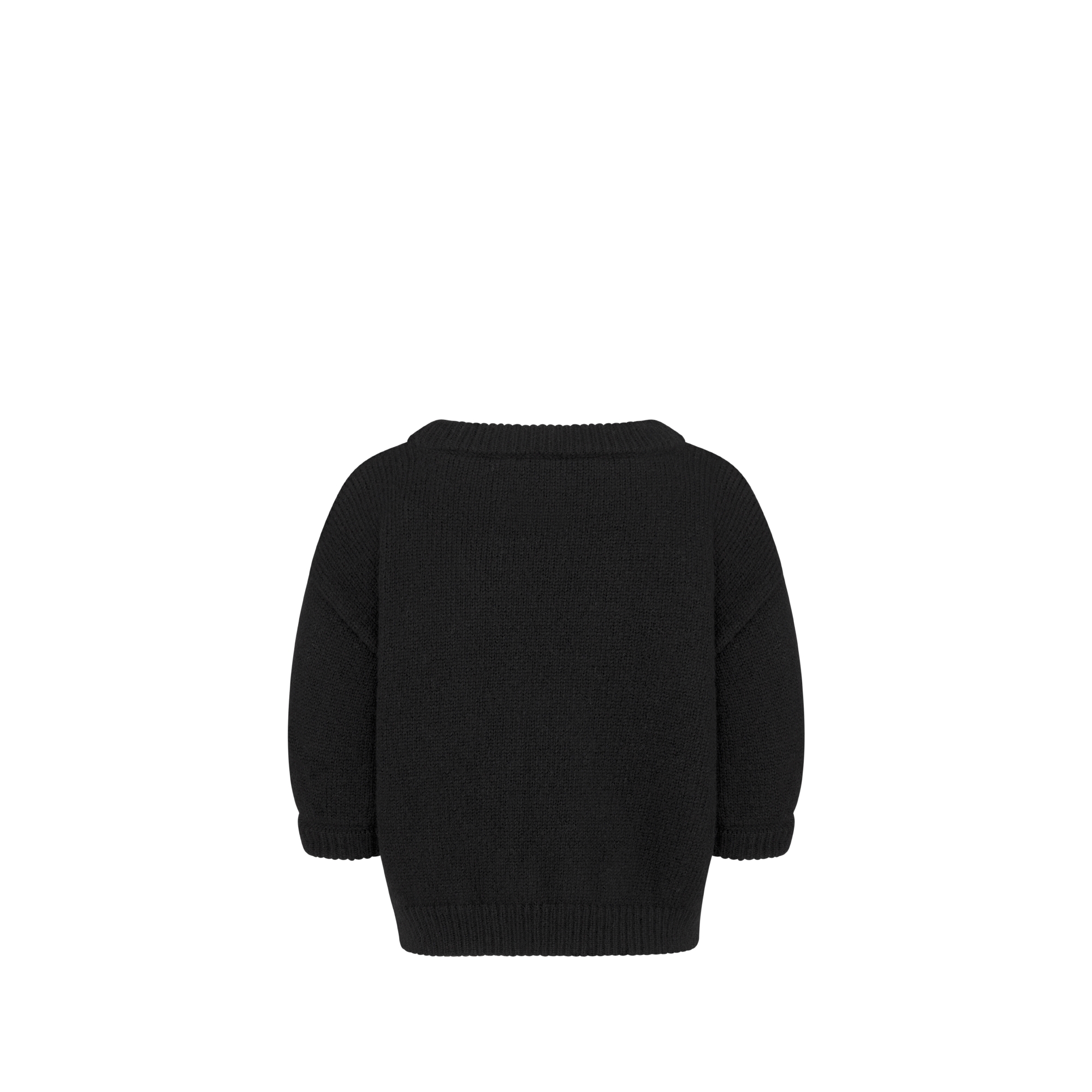 Kids' Short-Sleeved Sweater Black Cotton, Wool and Alpaca Knit E08
