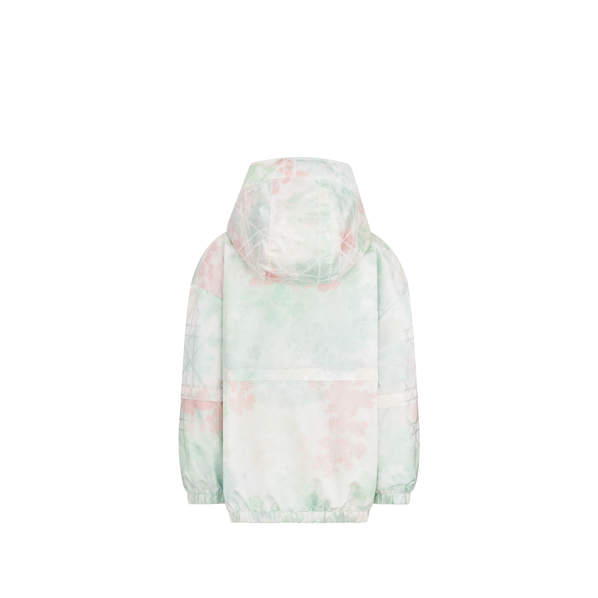 Kids' Hooded Windbreaker Ivory Water-Repellent Cannage Technical Fabric with Multicolor Camouflage Effect E08