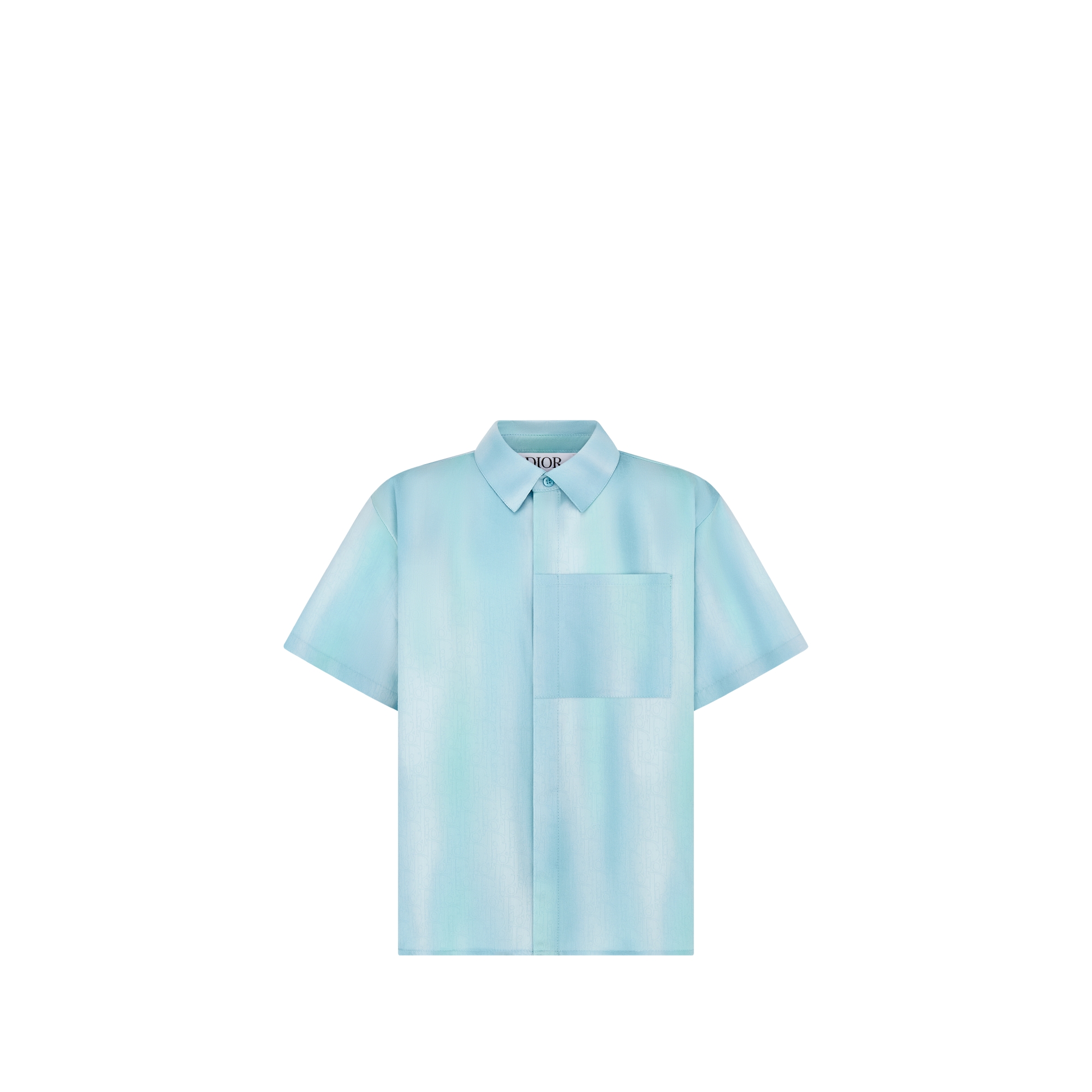 Camicia a maniche corte per bambini Jacquard di misto cotone Dior Oblique verde e blu E01