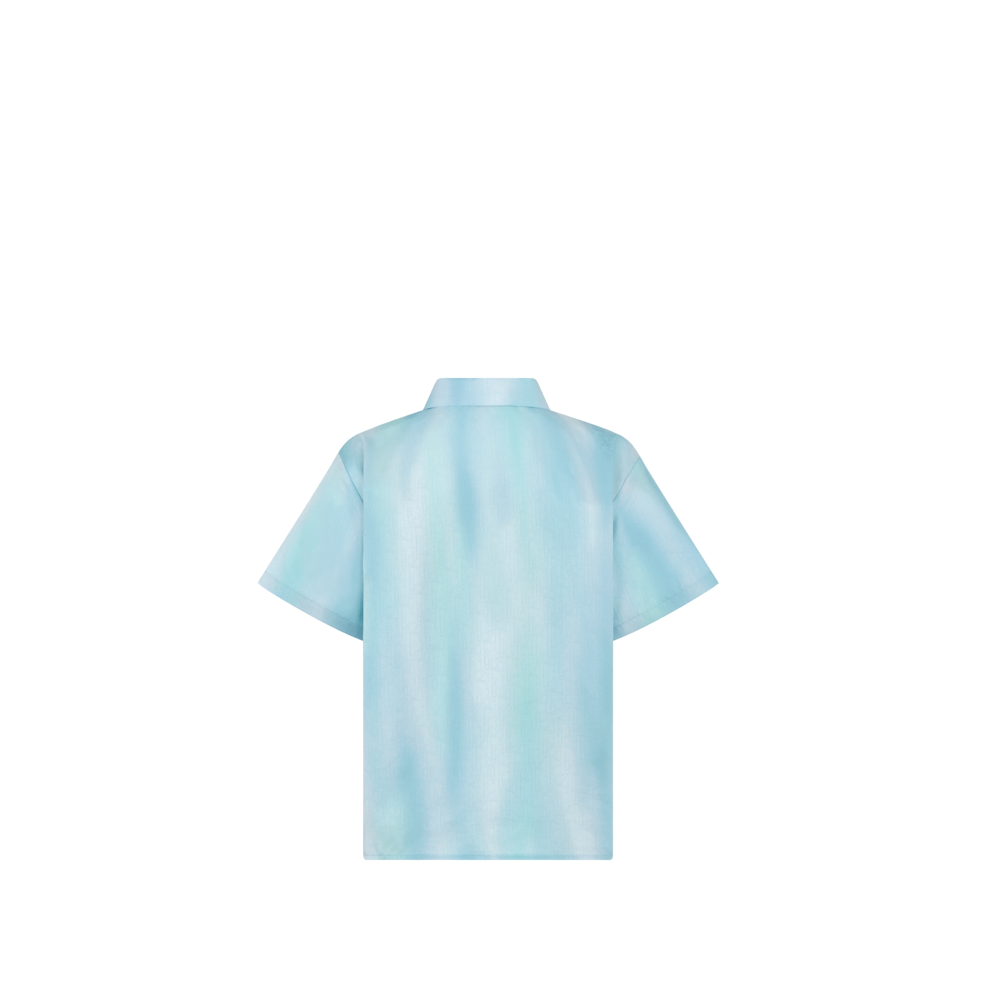 Kids' Short-Sleeved Shirt Green and Blue Dior Oblique Cotton-Blend Jacquard E08