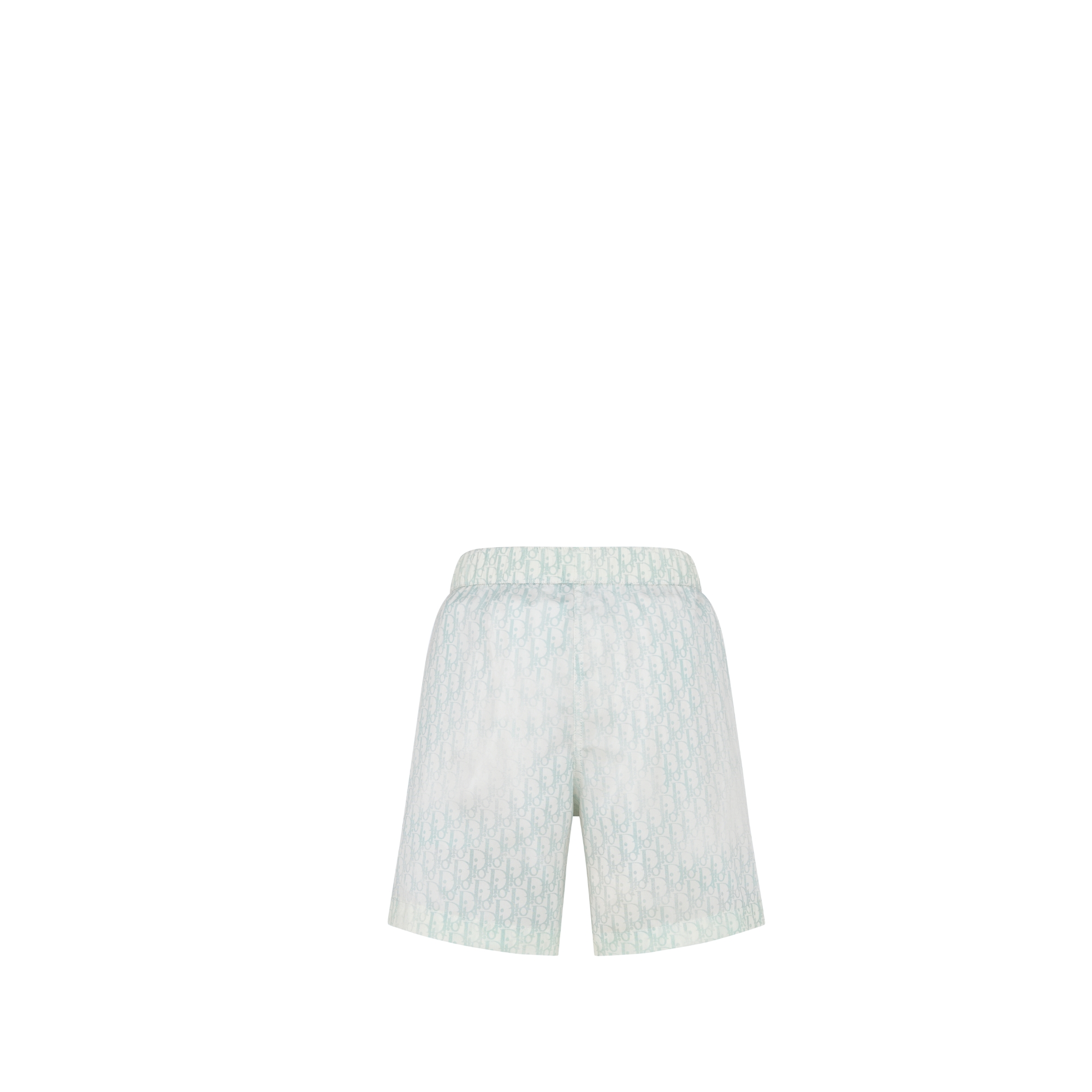 Kids' Swim Shorts Ivory Technical Fabric with Faded Celadon Dior Oblique Motif E08