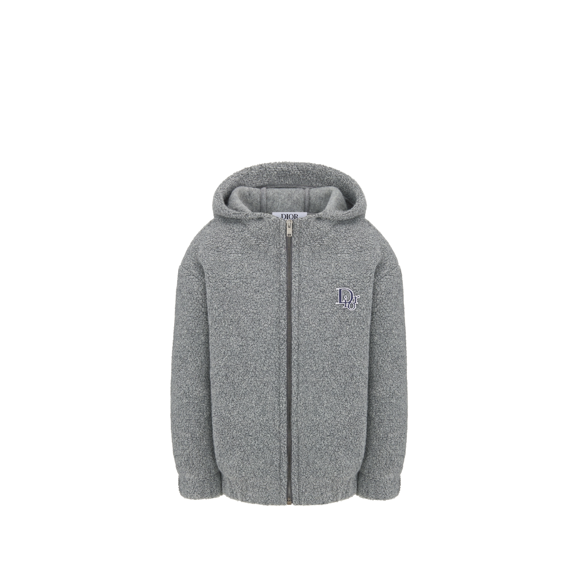Kids' Hooded Jacket Gray Wool-Effect Bouclé E01