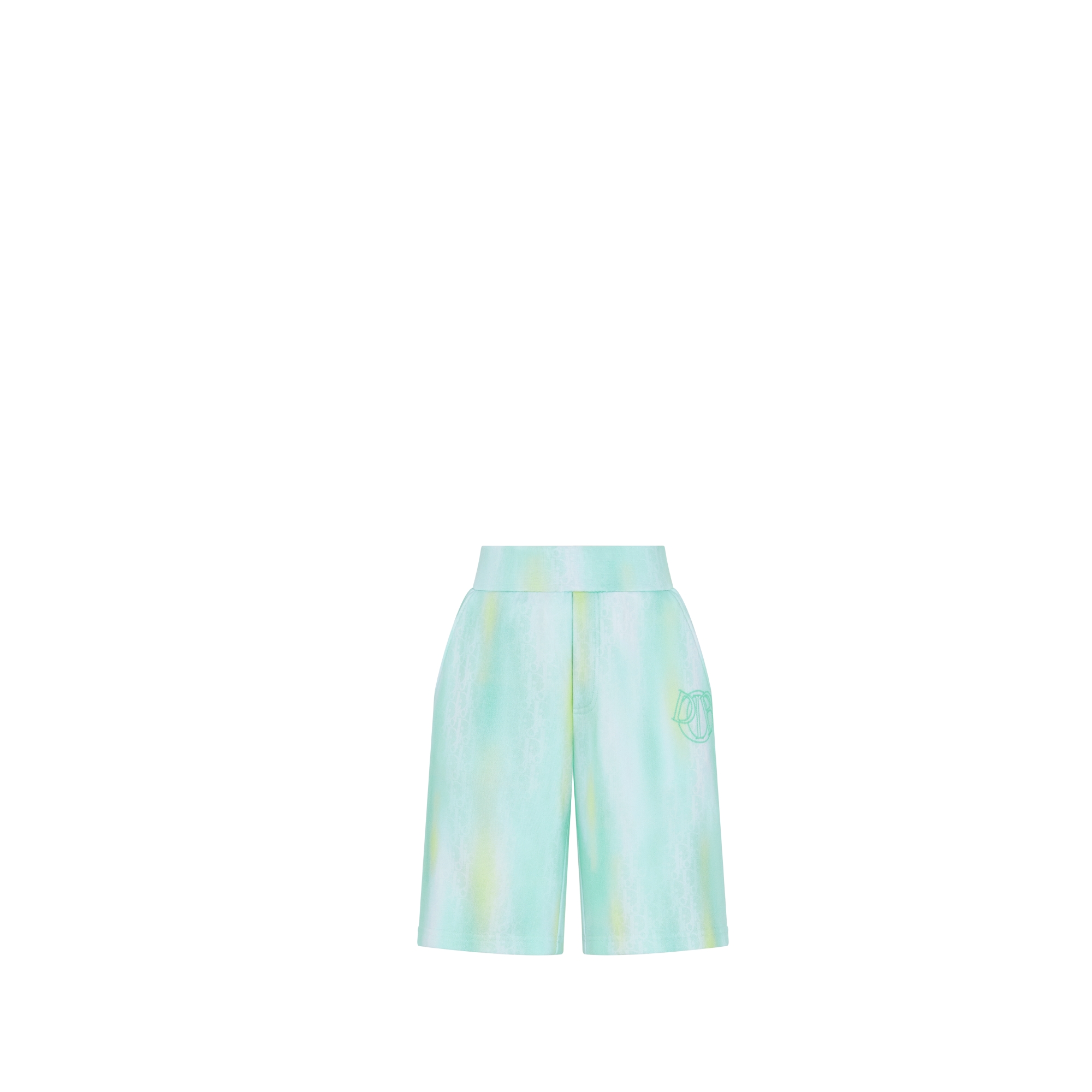 Kids' Shorts Yellow and Celadon Cotton Fleece with Gradient Dior Oblique Print E01