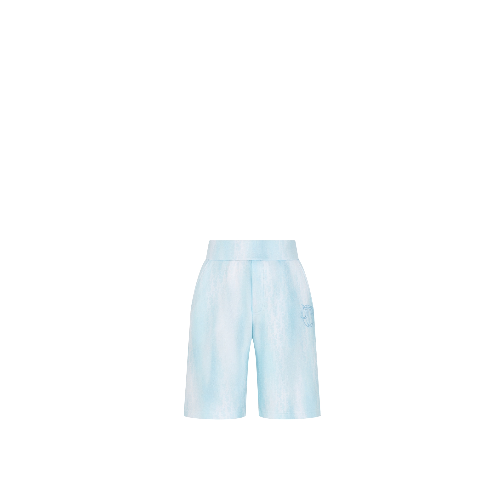 Kids' Shorts Turquoise Cotton Fleece with Gradient Dior Oblique Print E01