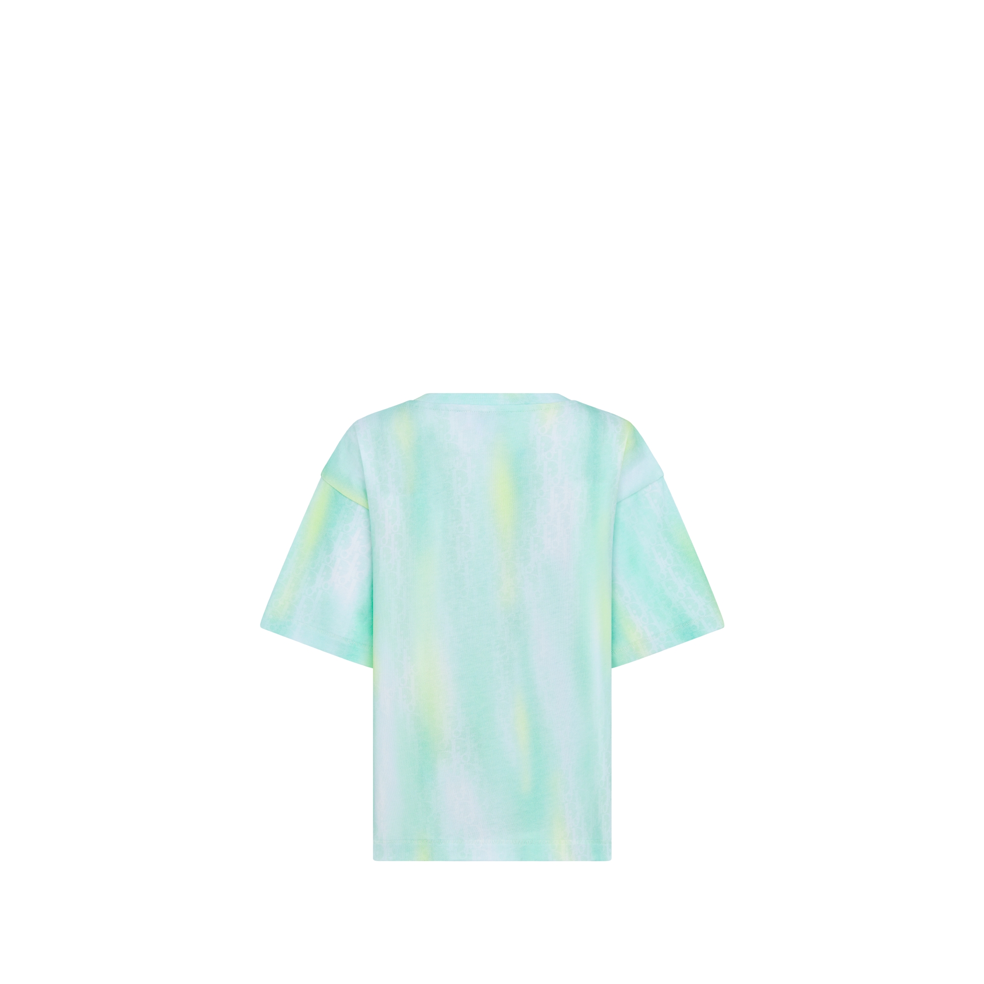 Kids' T-Shirt Yellow and Celadon Cotton Jersey with Gradient Dior Oblique Print E08