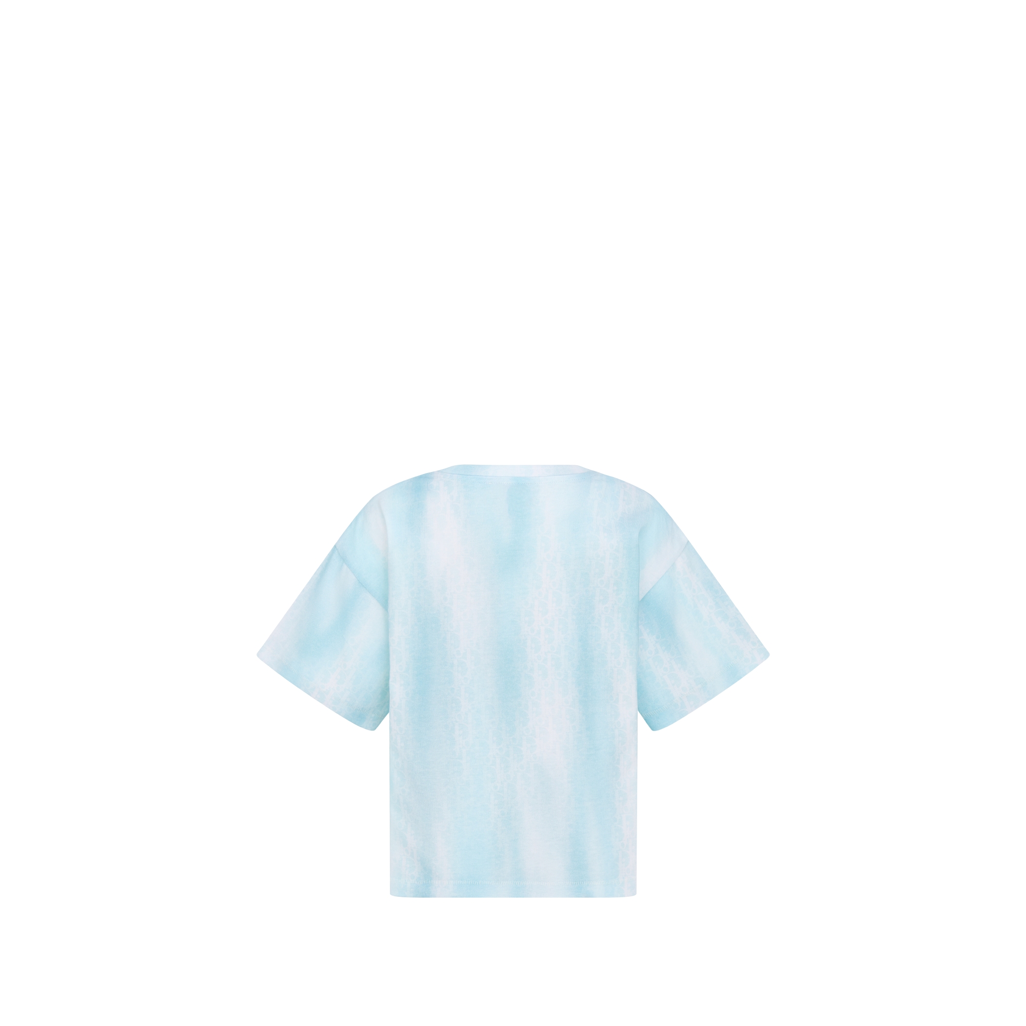 Kids' T-Shirt Turquoise Cotton Jersey with Gradient Dior Oblique Print E08