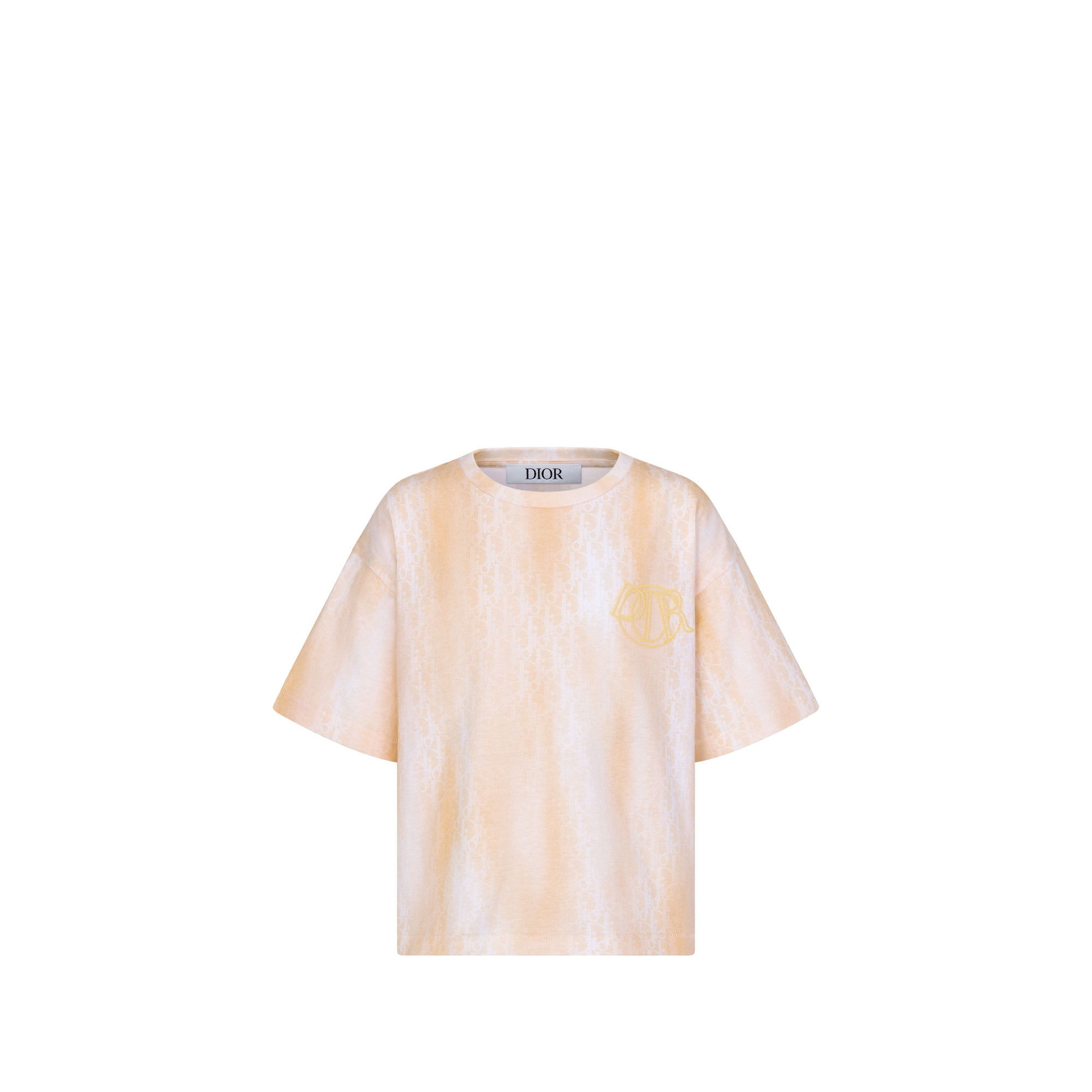 T-shirt per bambini Jersey di cotone arancione con stampa Dior Oblique sfumata E01