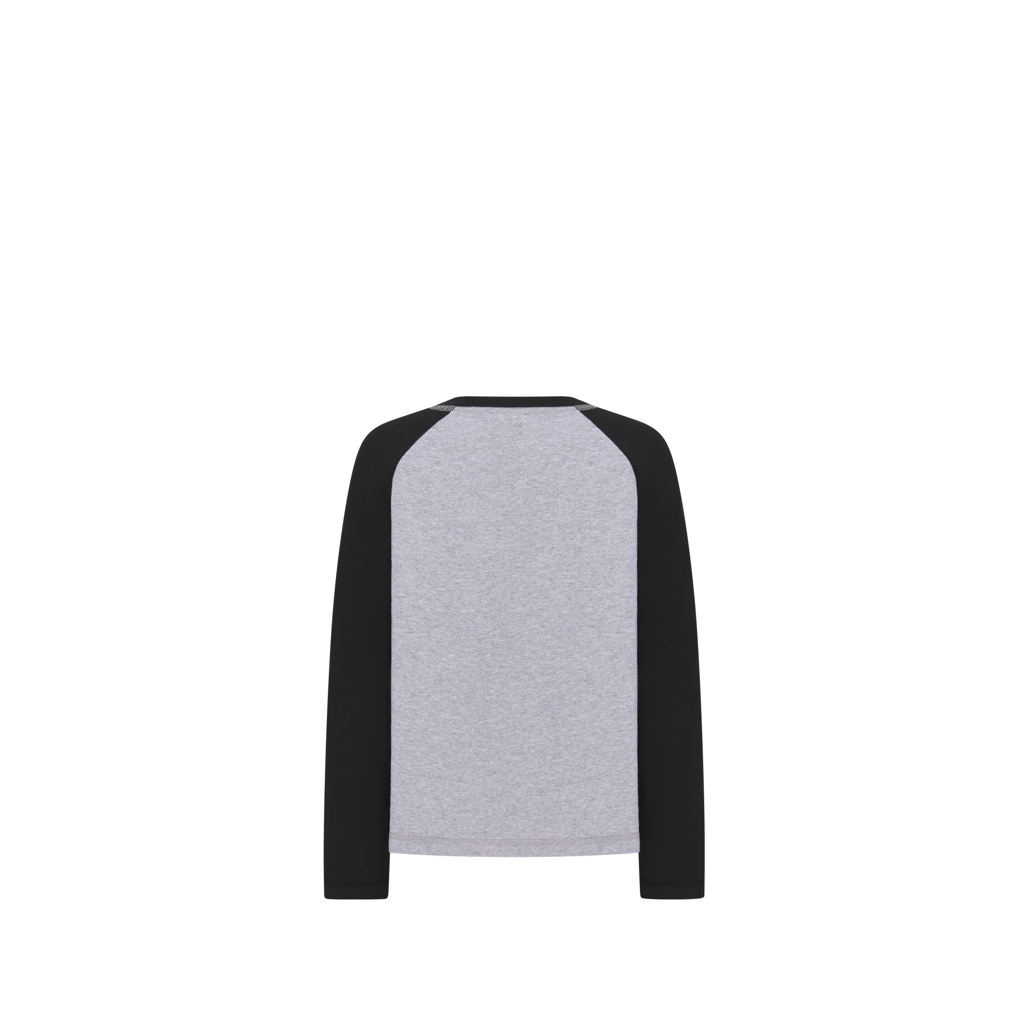 Langärmliges T-Shirt für Kinder Baumwolljersey in meliertem Grau und Schwarz E08