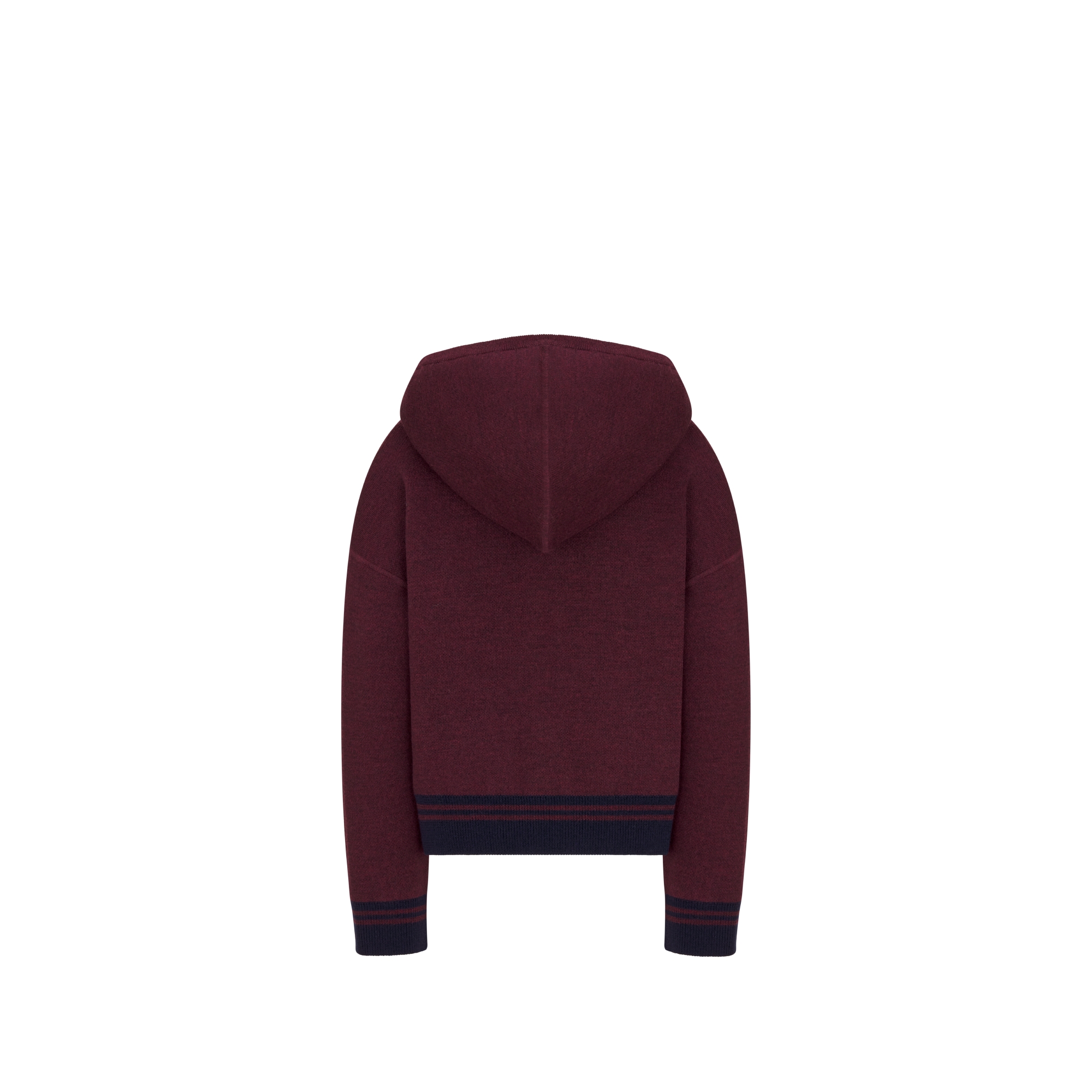 Cardigan réversible zippé à capuche enfant Maille de laine bordeaux et jacquard Dior Oblique bordeaux et bleu marine E08