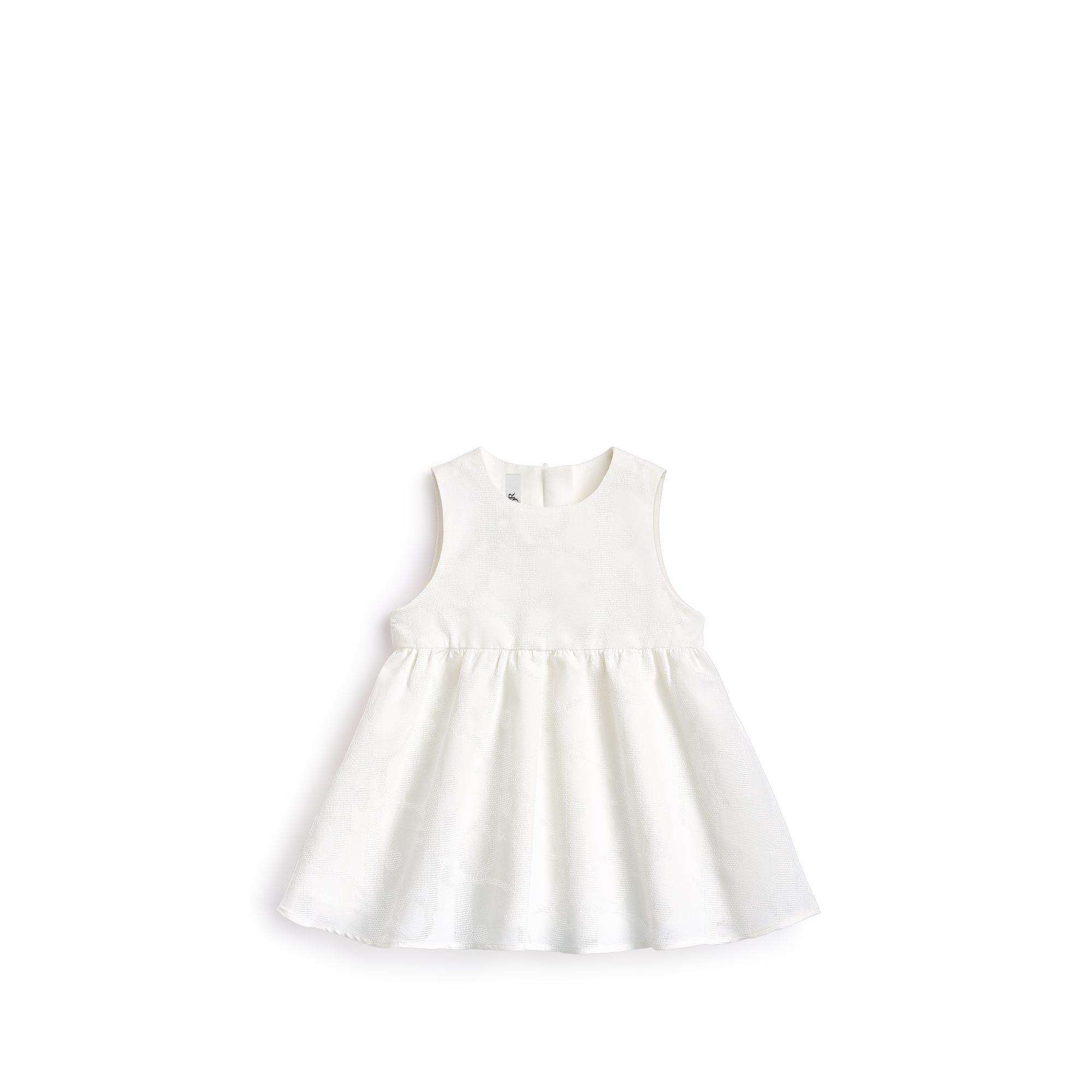 Abito svasato per neonati Voile di cotone color avorio con jacquard Dior Oblique macro E01