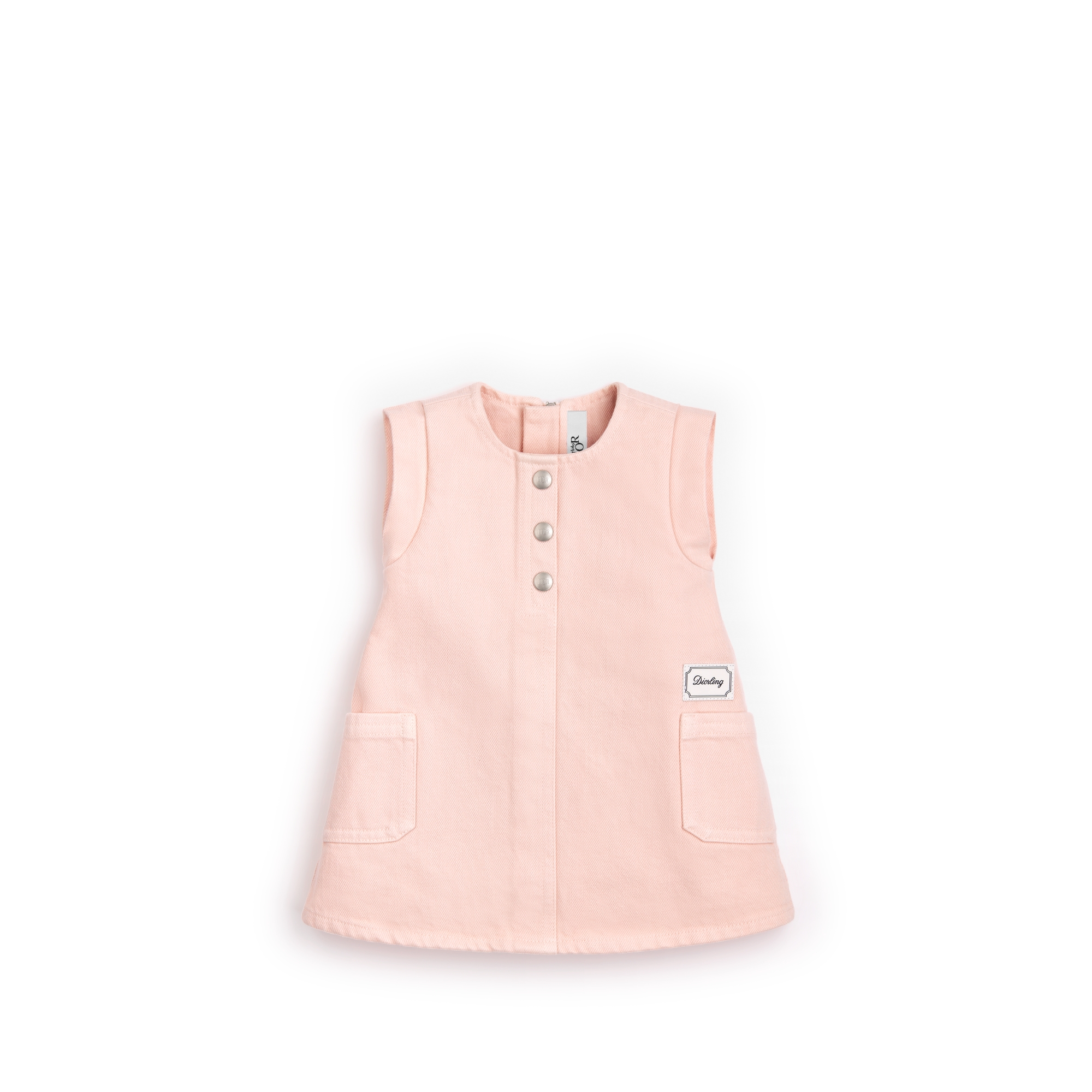 Baby A-Line Dress Pale Pink Stonewashed Cotton Gabardine E01