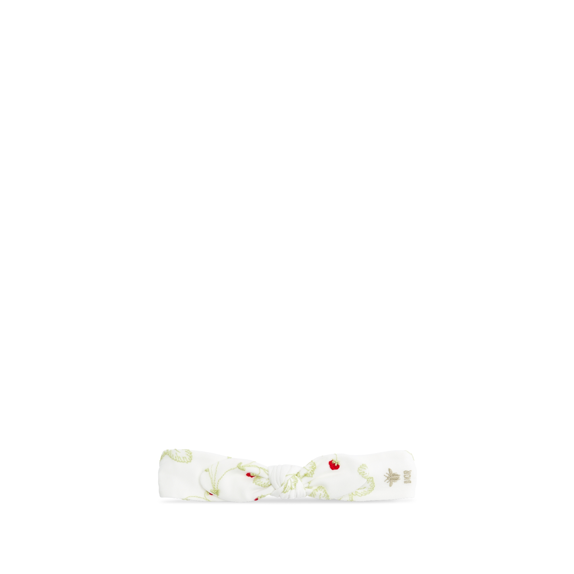 Baby Headband Ivory Tulle Embroidered with Multicolor Jardin de Fraises Motif E01