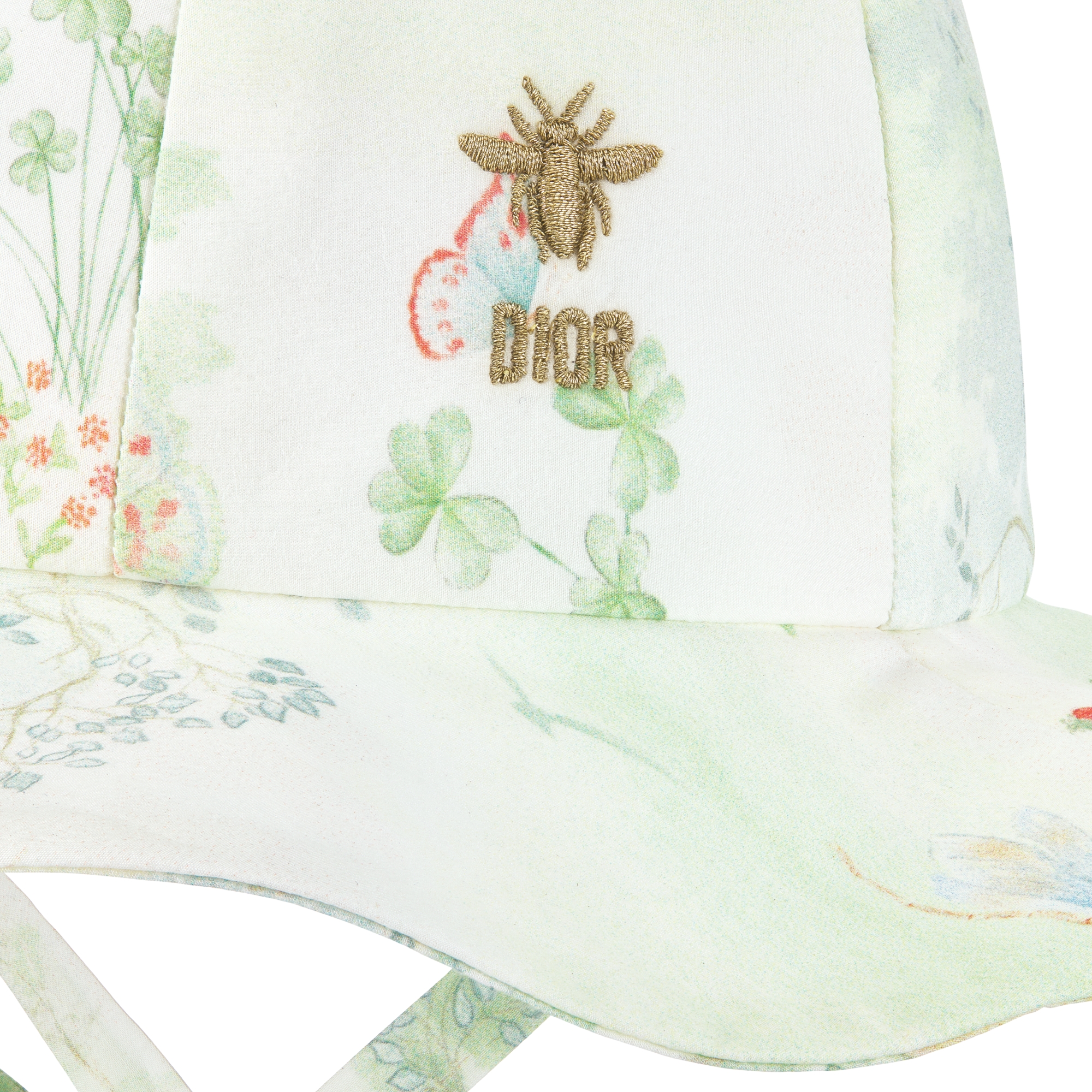 Baby Hat Ivory Cotton Poplin with Multicolor Forêt Enchantée Motif E09