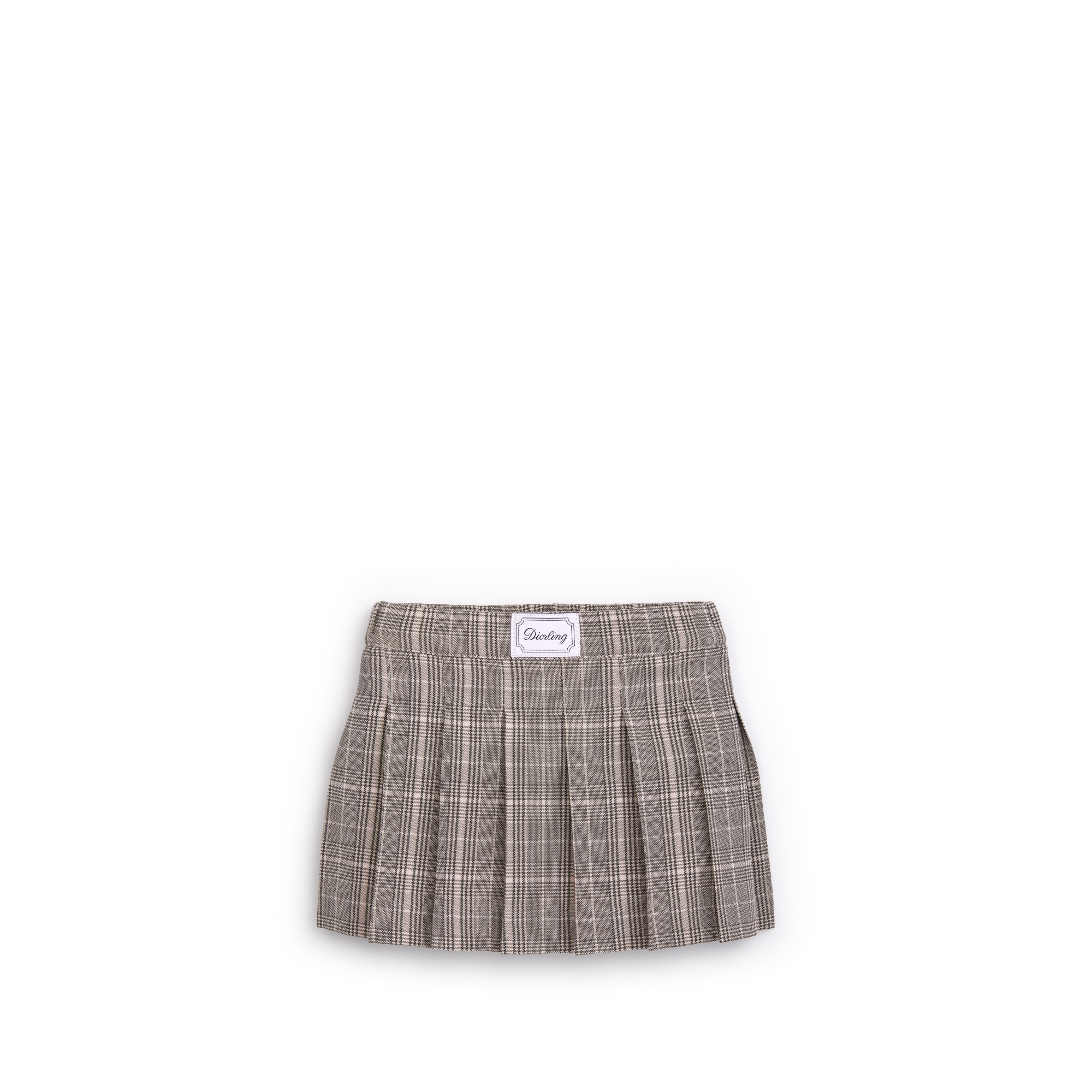 Baby Pleated Skirt Gray, Pink and Silver-Tone Wool Blend with Prince of Wales Motif E01