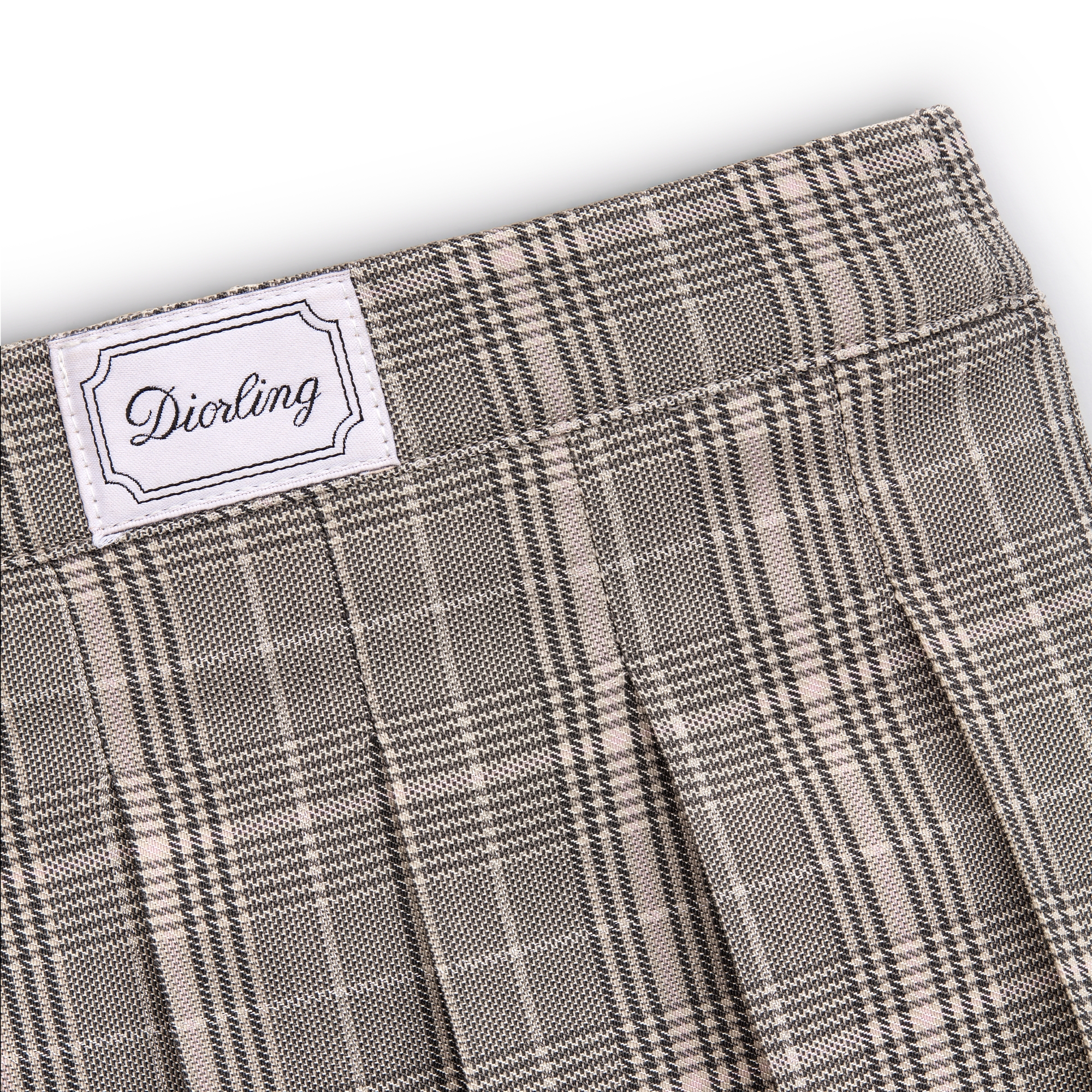 Baby Pleated Skirt Gray, Pink and Silver-Tone Wool Blend with Prince of Wales Motif E09