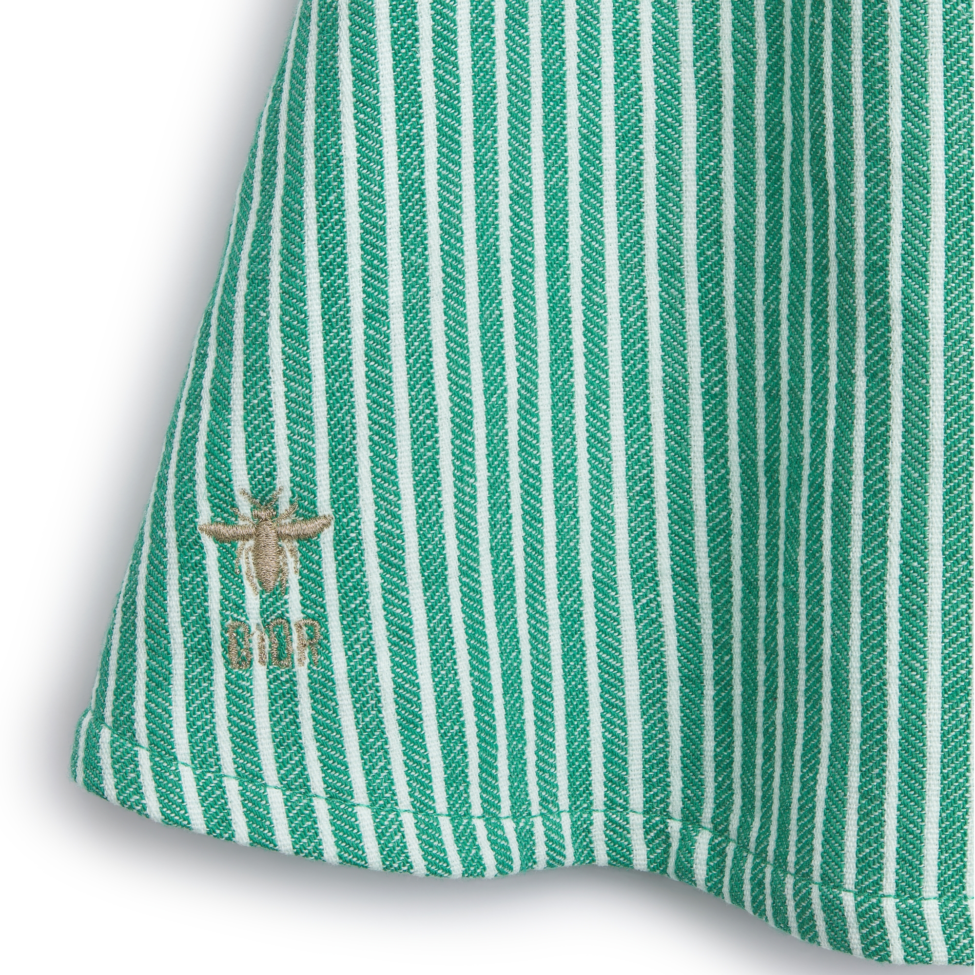 Baby Blouse Cotton and Linen with Ivory and Green Stripes E09