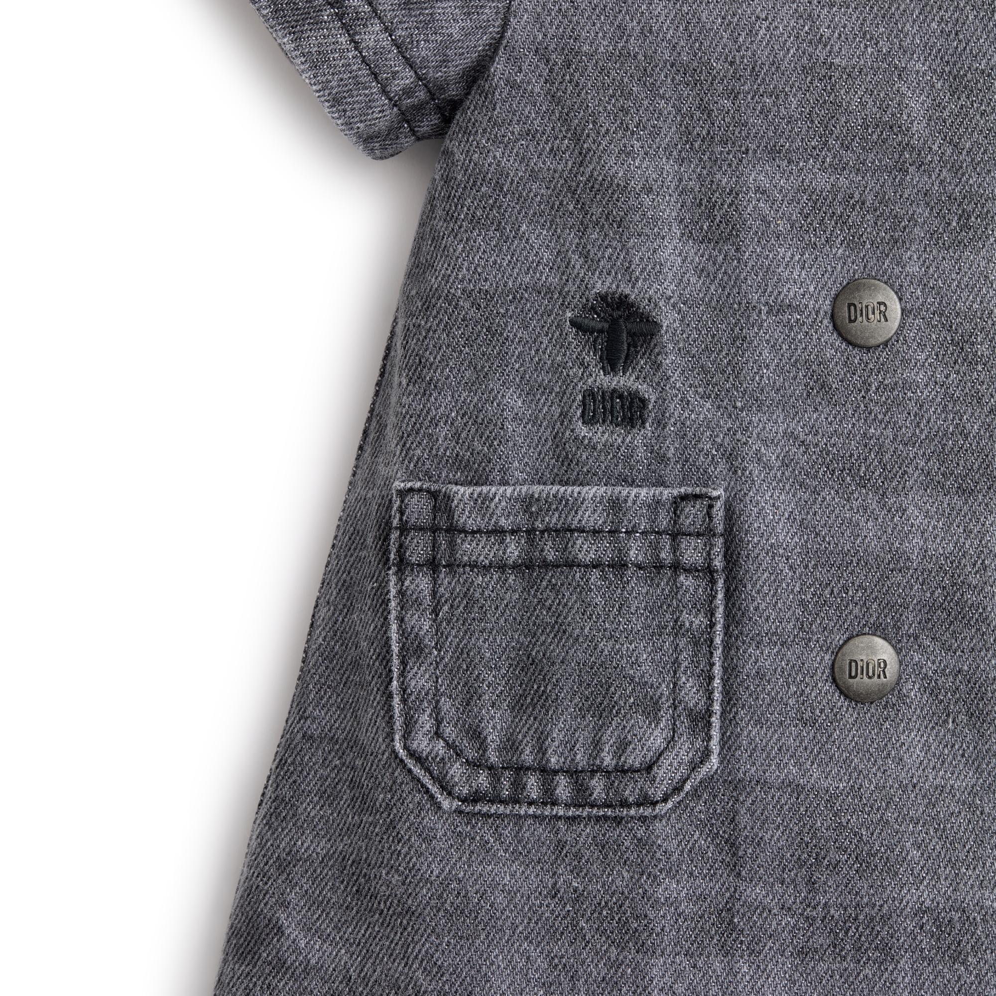 A-Linien-Kleid für Babys Karierter Baumwolldenim in Grau E09