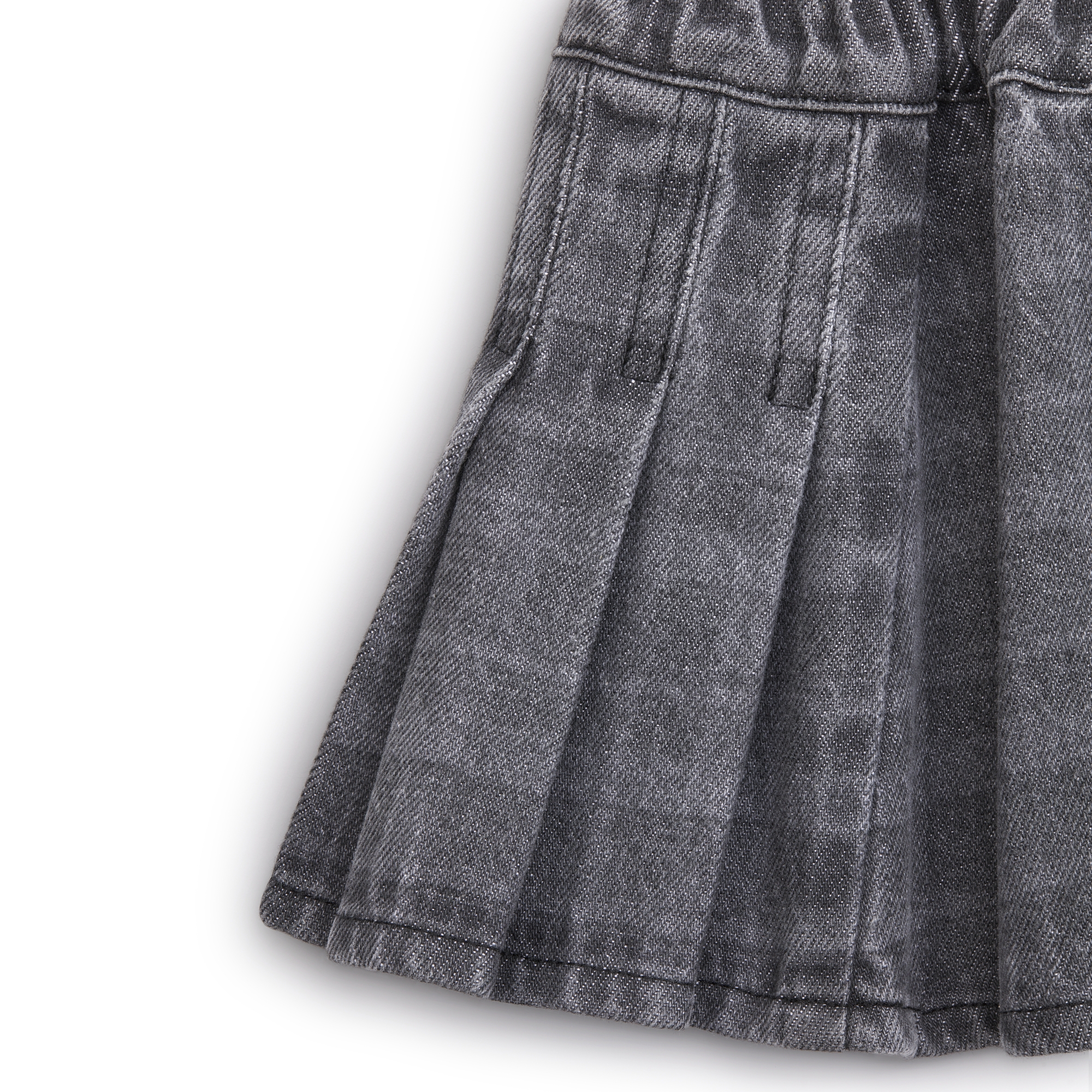 Babyrokje in A-lijn Grijs geruit katoendenim E09