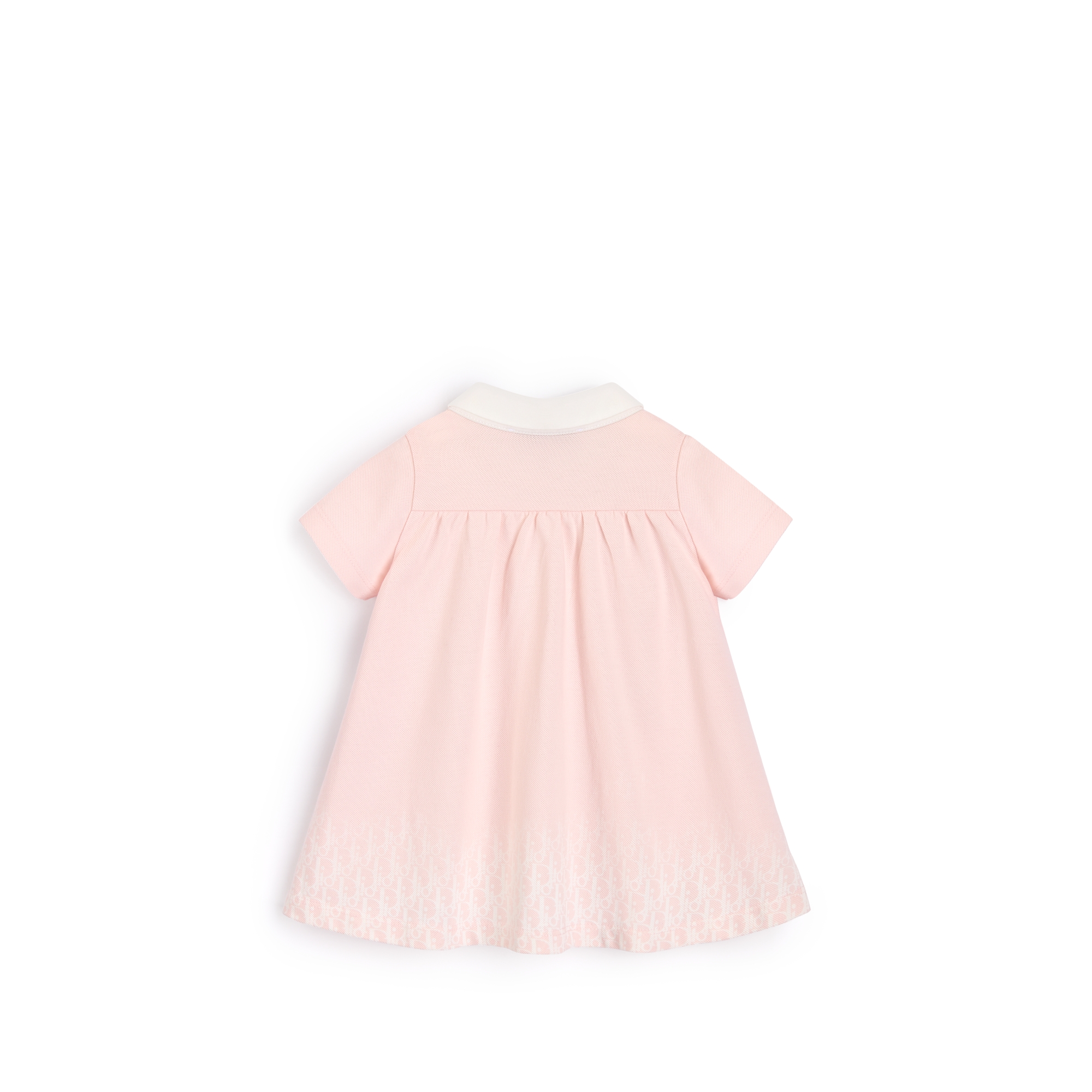 嬰兒 Polo 恤連身裙 淡粉紅色純棉珠地布 E08