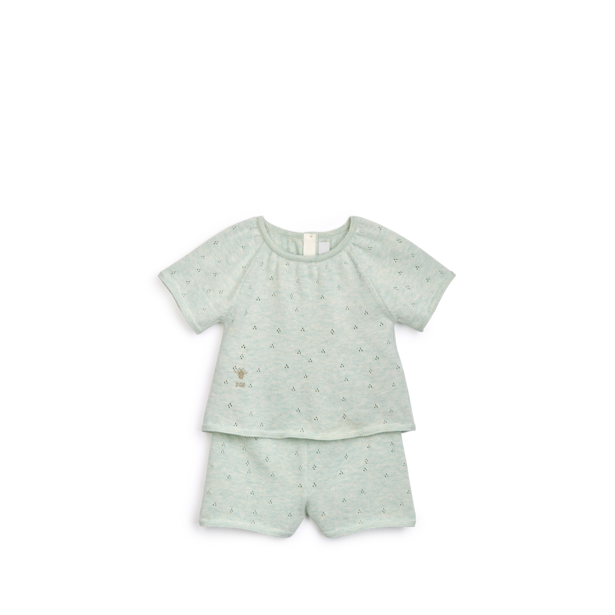 Baby Outfit Light Green Openwork Cotton Mouliné Knit E01