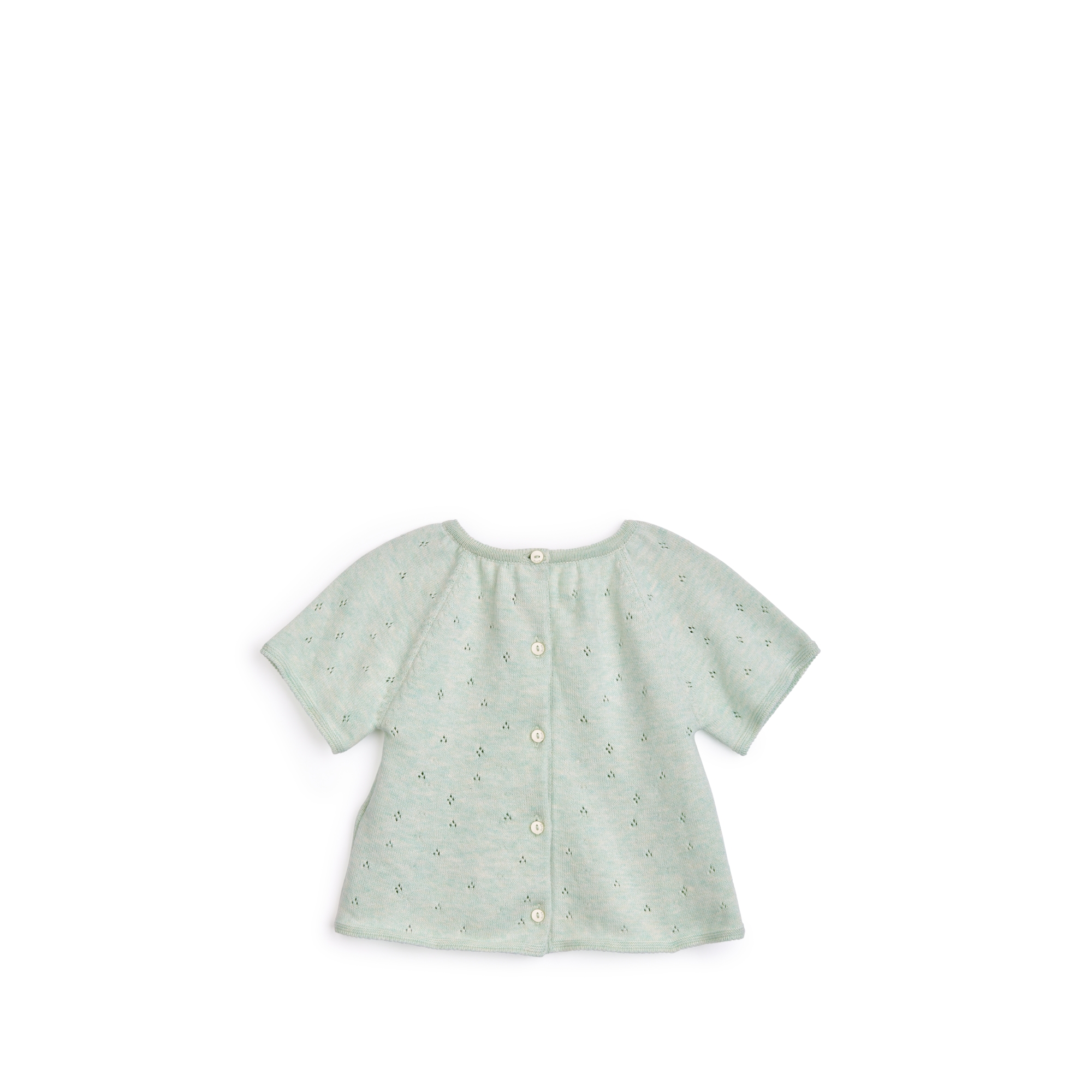 Baby Outfit Light Green Openwork Cotton Mouliné Knit E03