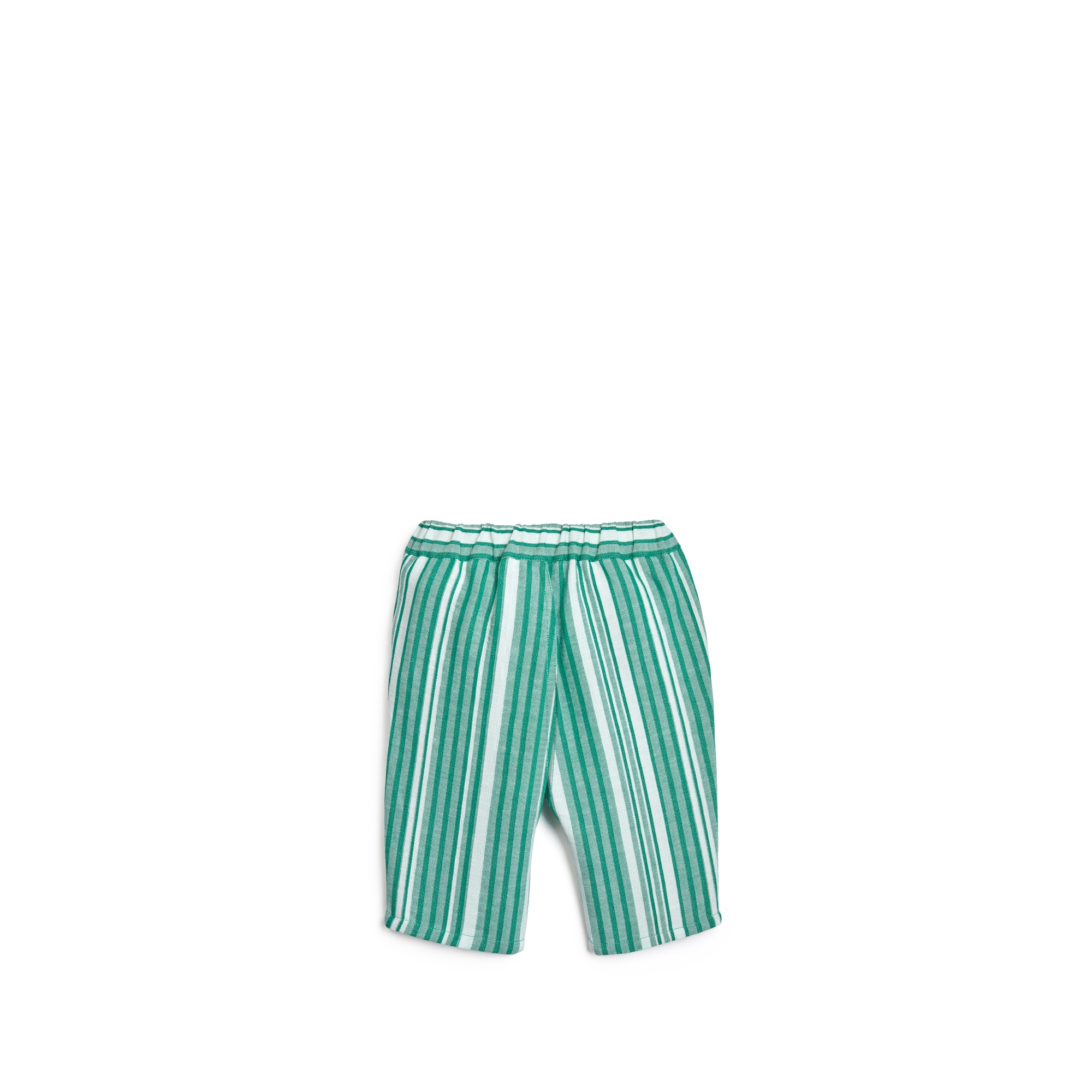 Baby Pants Ivory- and Green-Striped Cotton and Linen E08