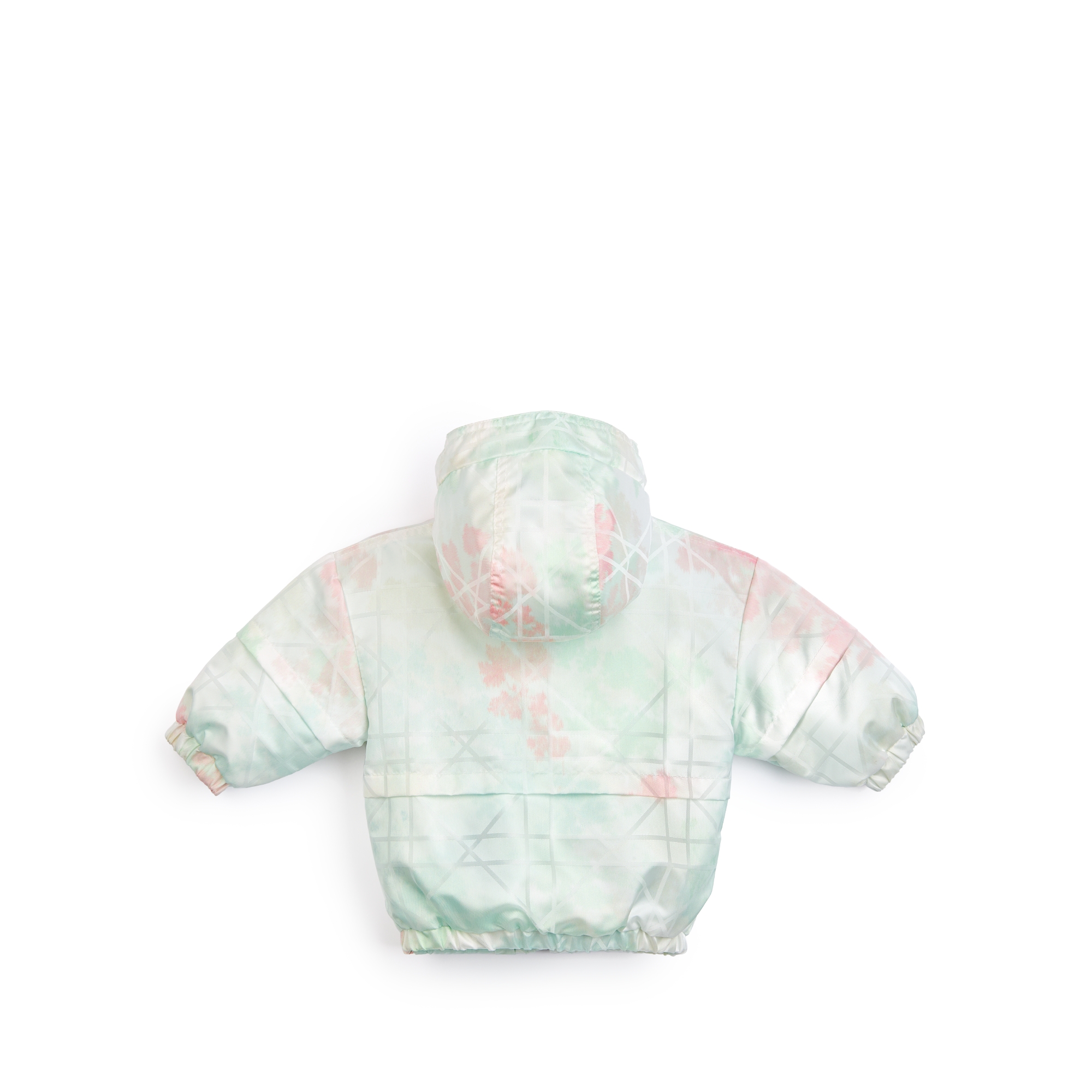 Baby Hooded Windbreaker Ivory Water-Repellent Cannage Technical Fabric with Multicolor Camouflage Effect E08